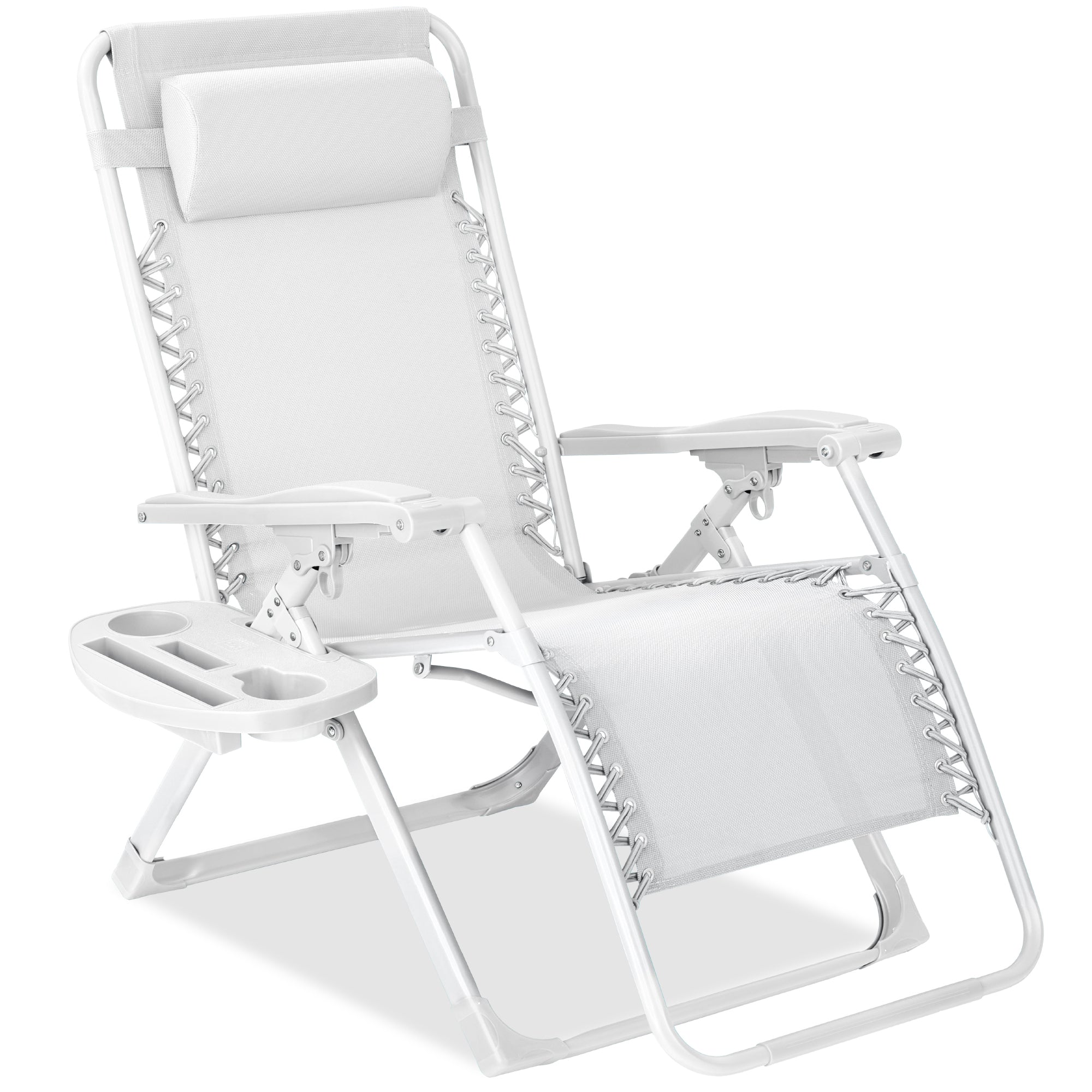 Sleek Monochrome Zero-Gravity Patio Recliner with Side Tray and Headrest