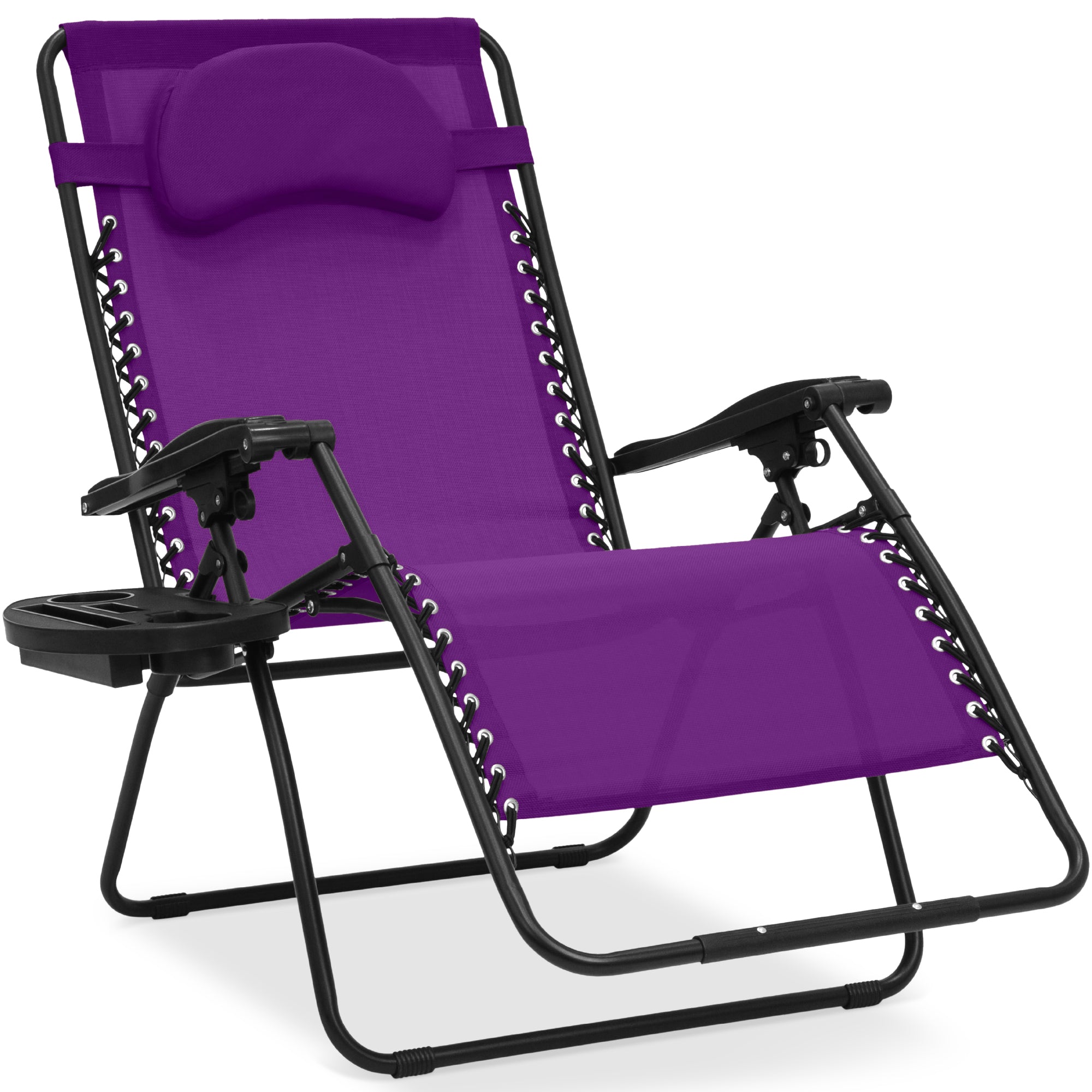 Oversized Zero-Gravity Recliner Lounger with Cup Holder and Plush Pillow
