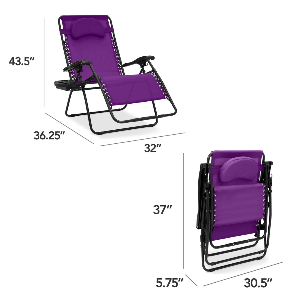 Oversized Zero-Gravity Recliner Lounger with Cup Holder and Plush Pillow