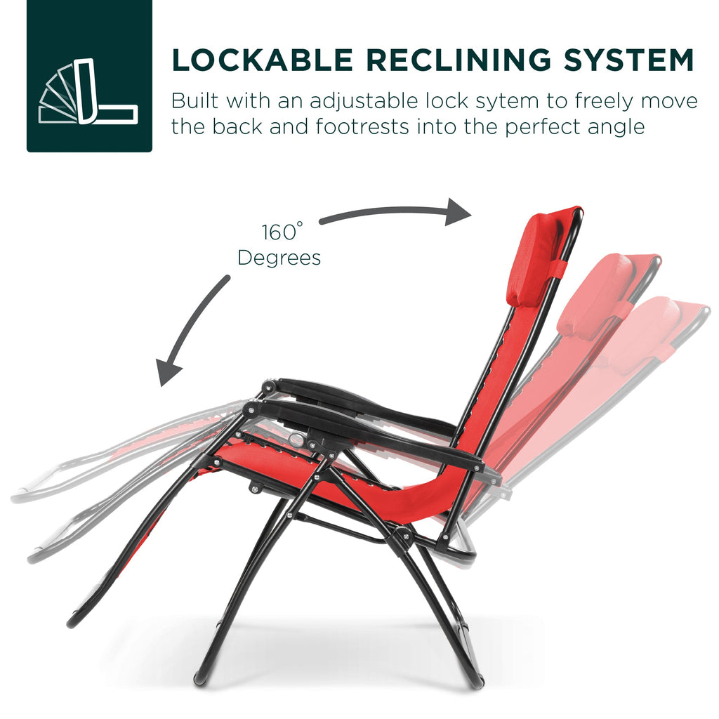 Oversized Zero-Gravity Recliner Lounger with Cup Holder and Plush Pillow