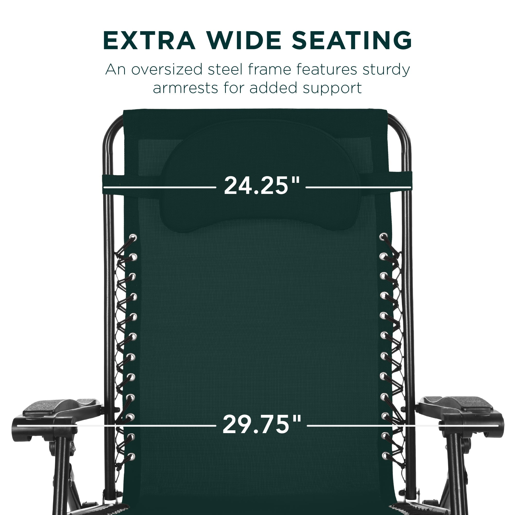 Oversized Zero-Gravity Recliner Lounger with Cup Holder and Plush Pillow