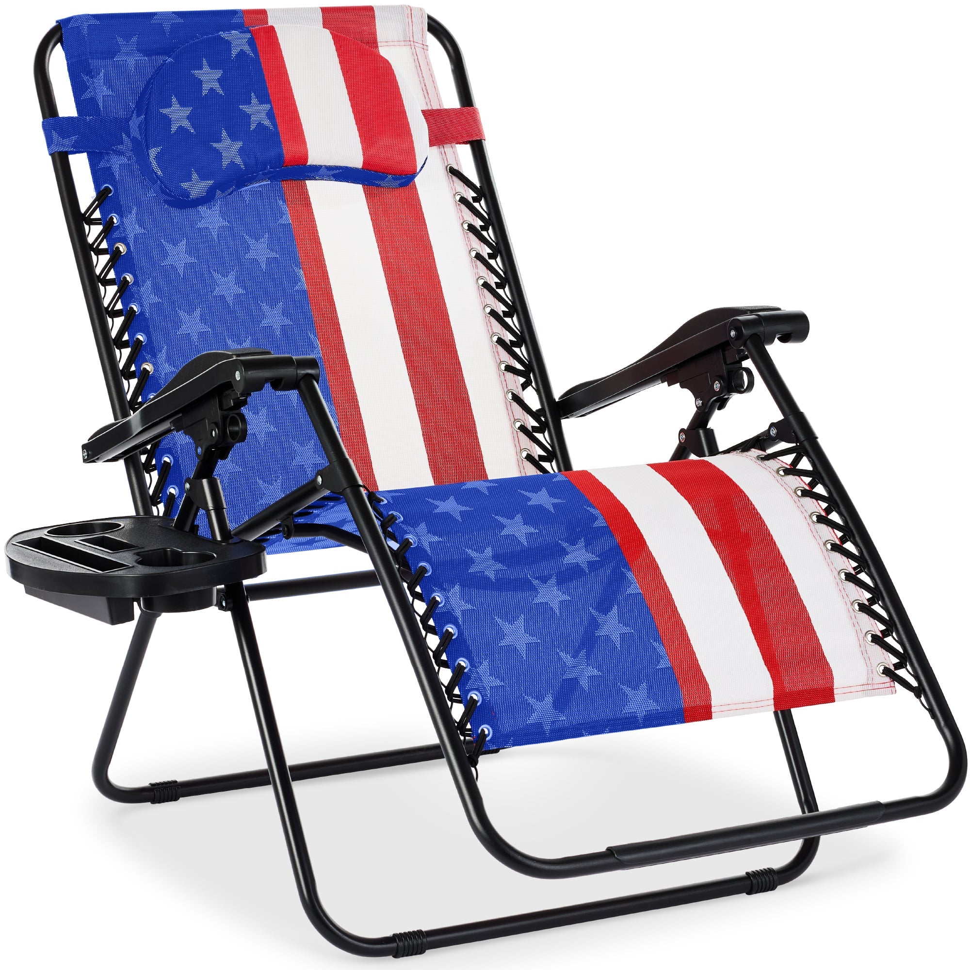 Oversized Zero-Gravity Recliner Lounger with Cup Holder and Plush Pillow