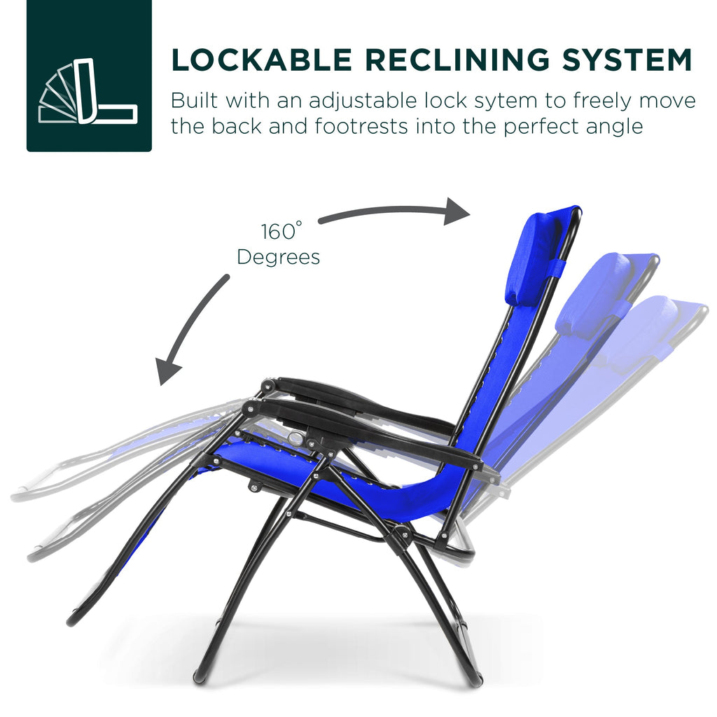 Oversized Zero-Gravity Recliner Lounger with Cup Holder and Plush Pillow