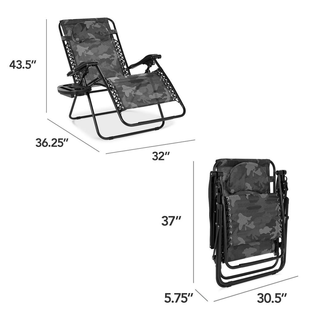 Oversized Zero-Gravity Recliner Lounger with Cup Holder and Plush Pillow