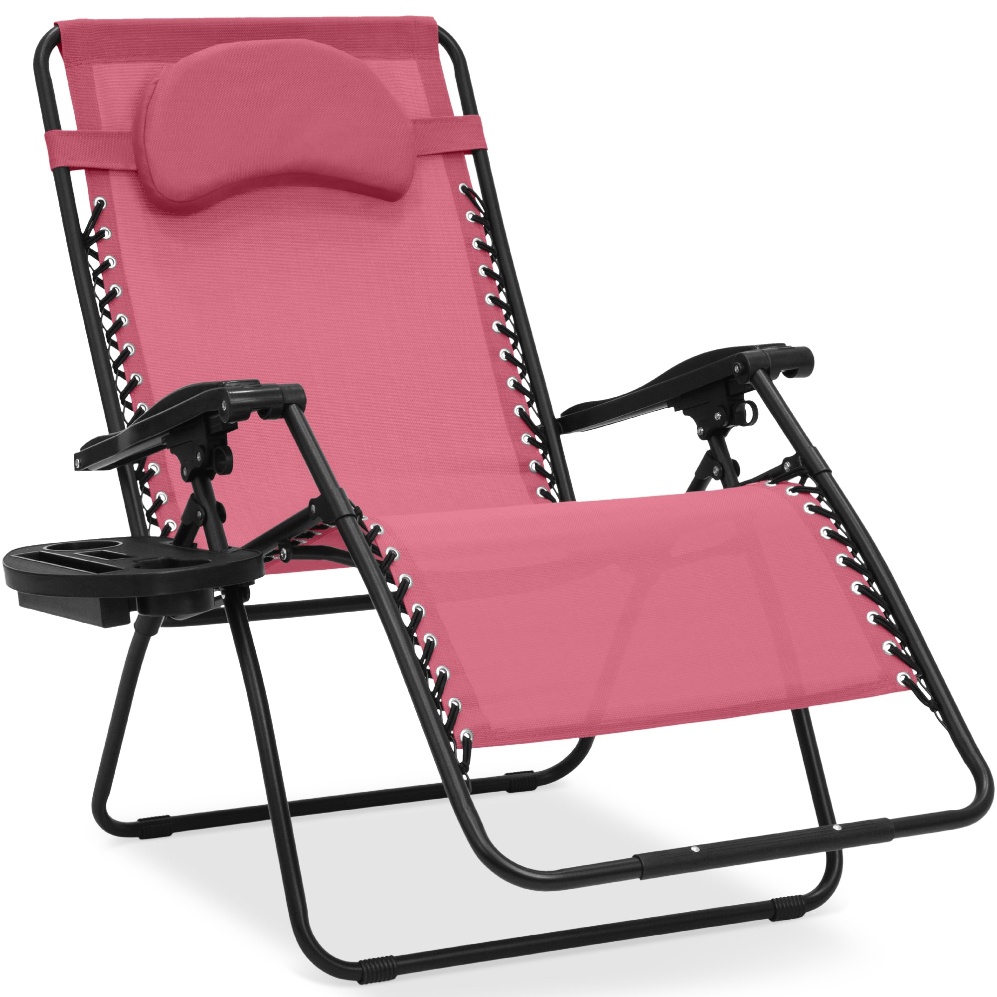 Oversized Zero-Gravity Recliner Lounger with Cup Holder and Plush Pillow