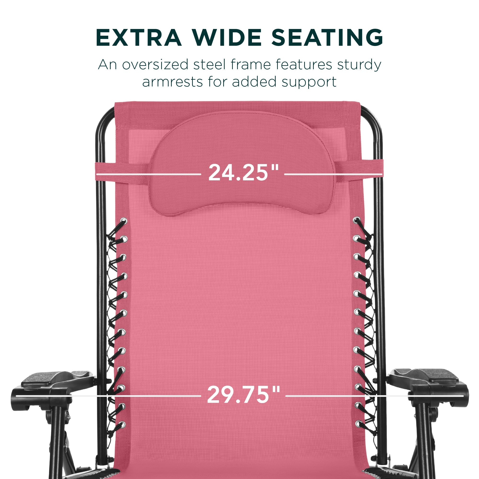 Oversized Zero-Gravity Recliner Lounger with Cup Holder and Plush Pillow