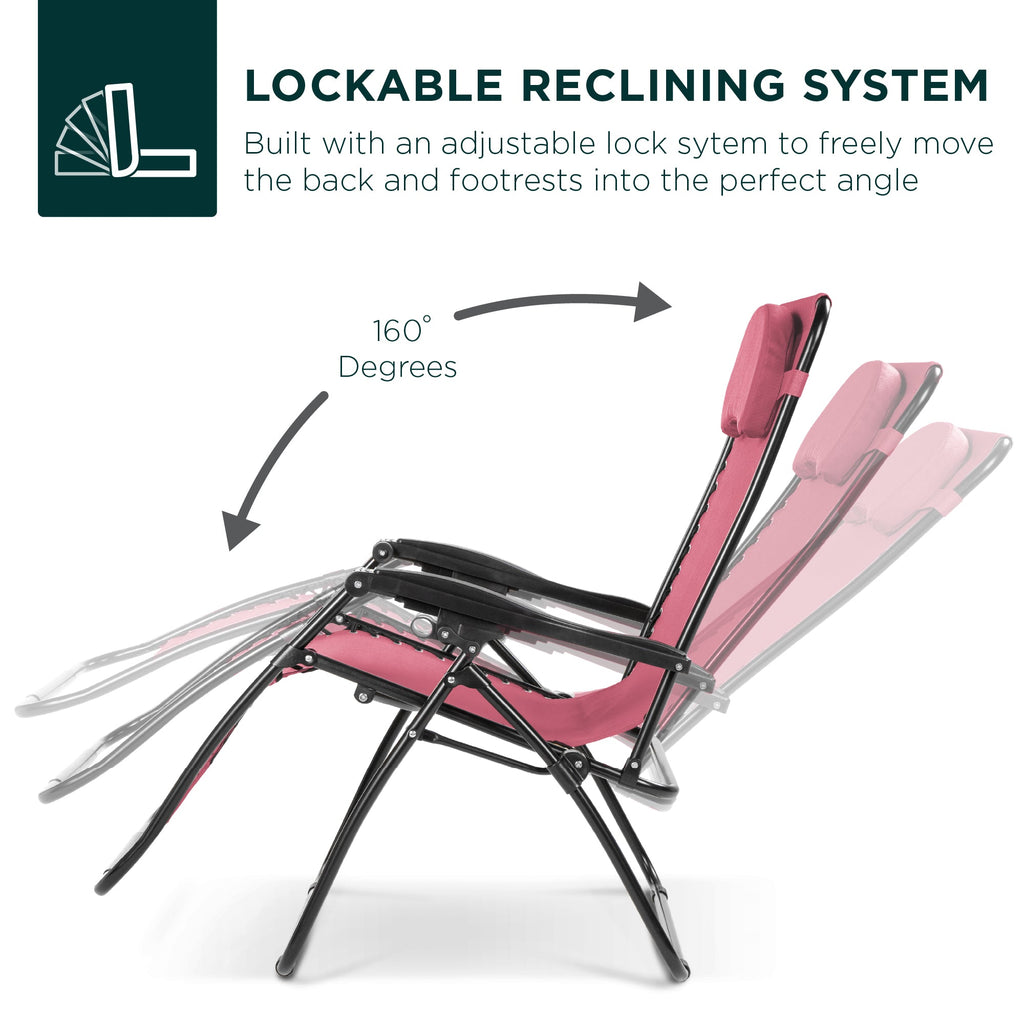 Oversized Zero-Gravity Recliner Lounger with Cup Holder and Plush Pillow