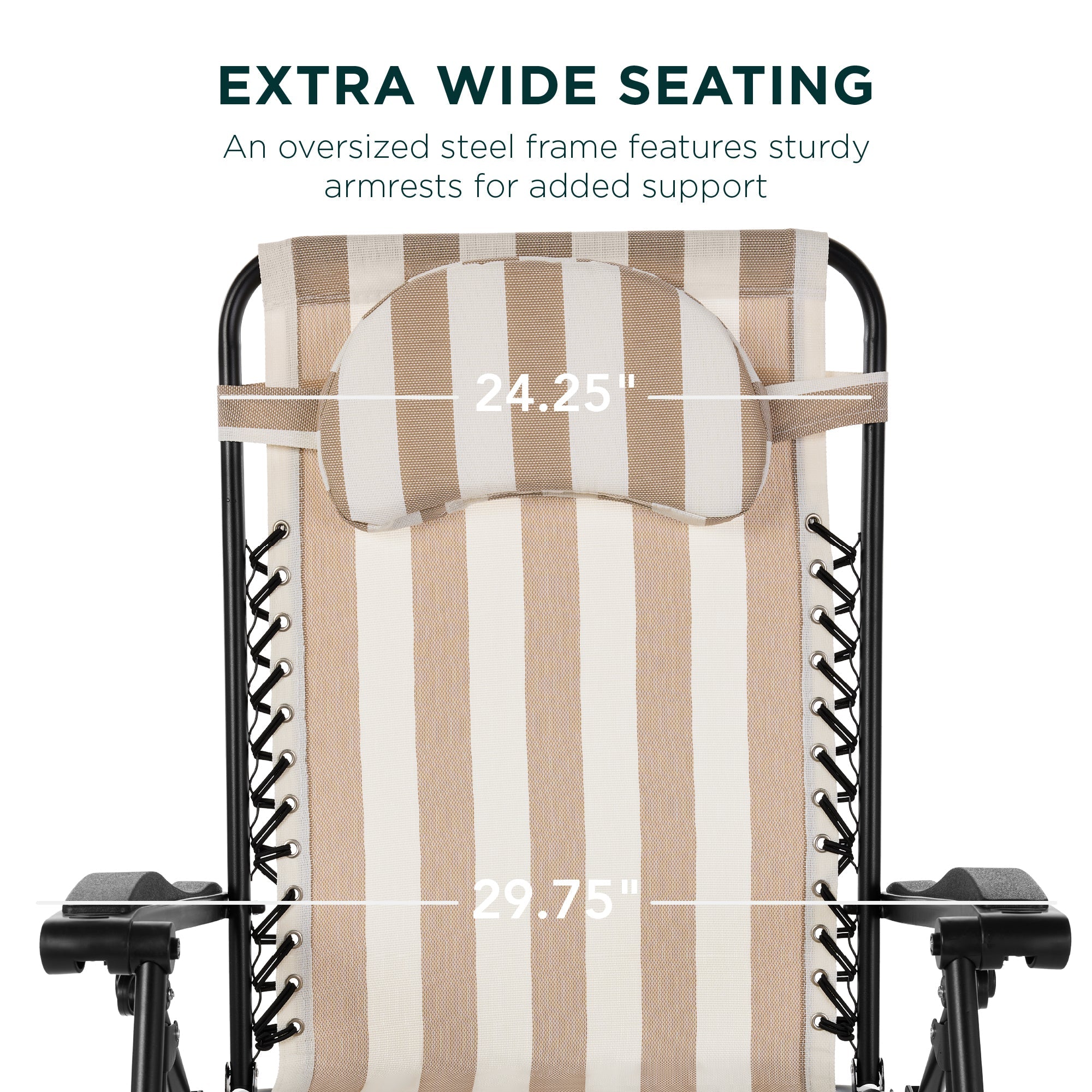 Oversized Zero-Gravity Recliner Lounger with Cup Holder and Plush Pillow