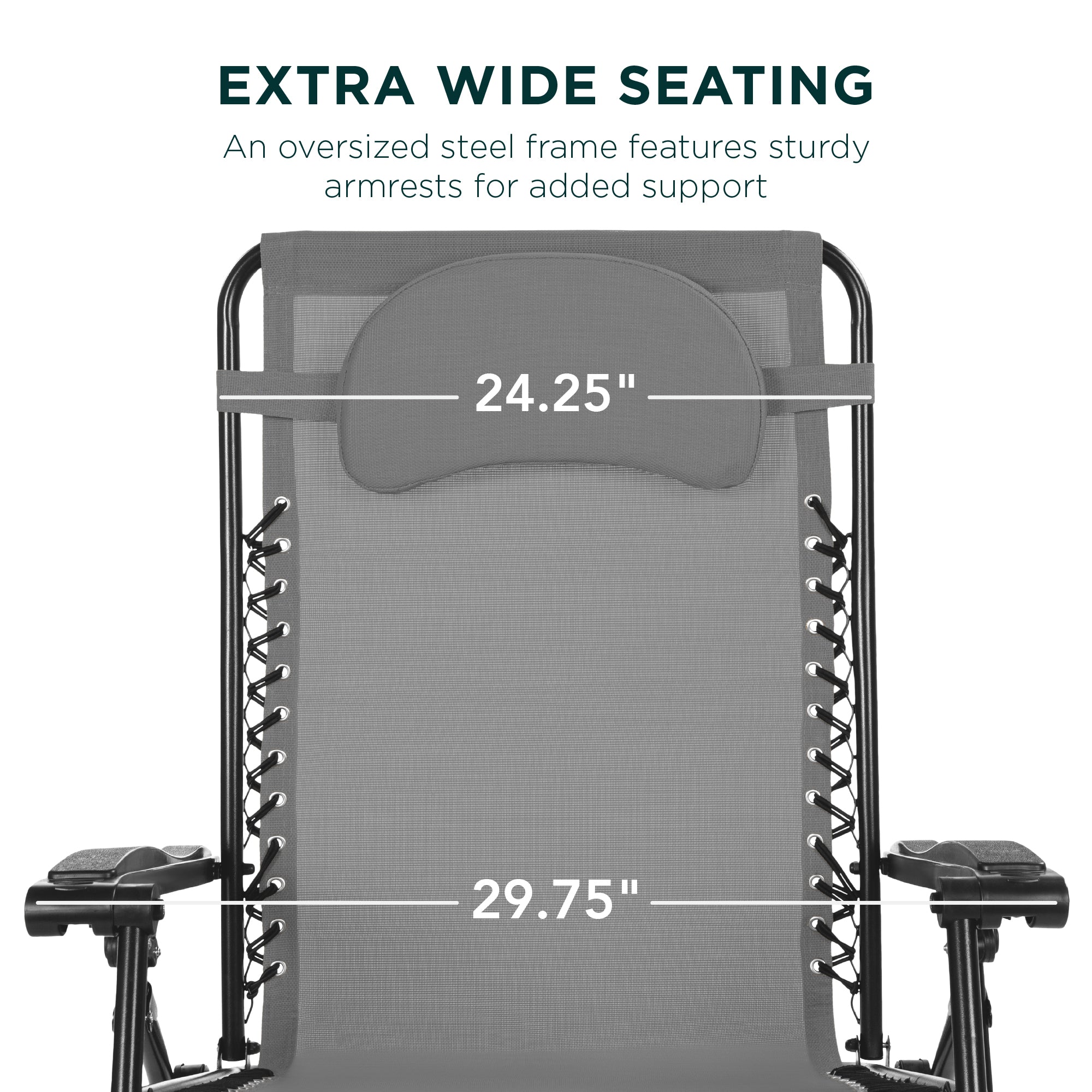 Oversized Zero-Gravity Recliner Lounger with Cup Holder and Plush Pillow