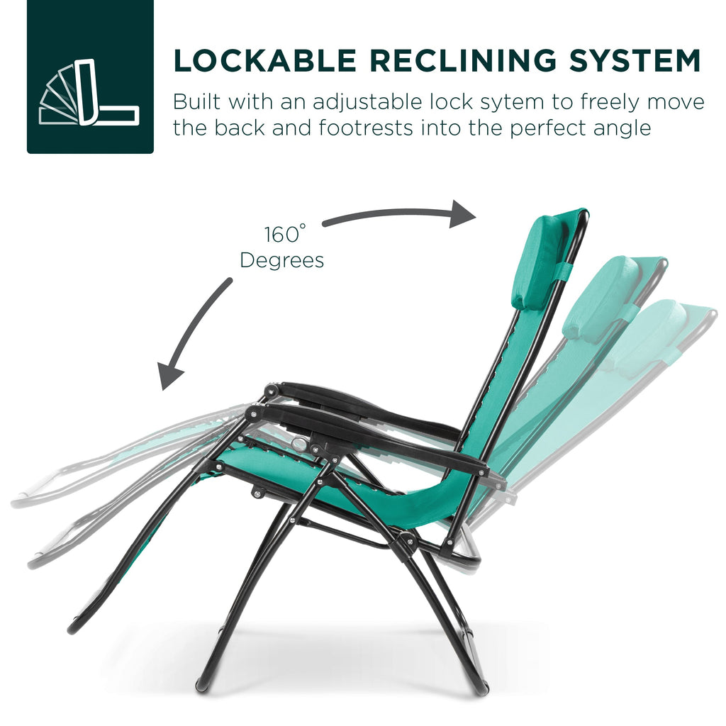 Oversized Zero-Gravity Recliner Lounger with Cup Holder and Plush Pillow