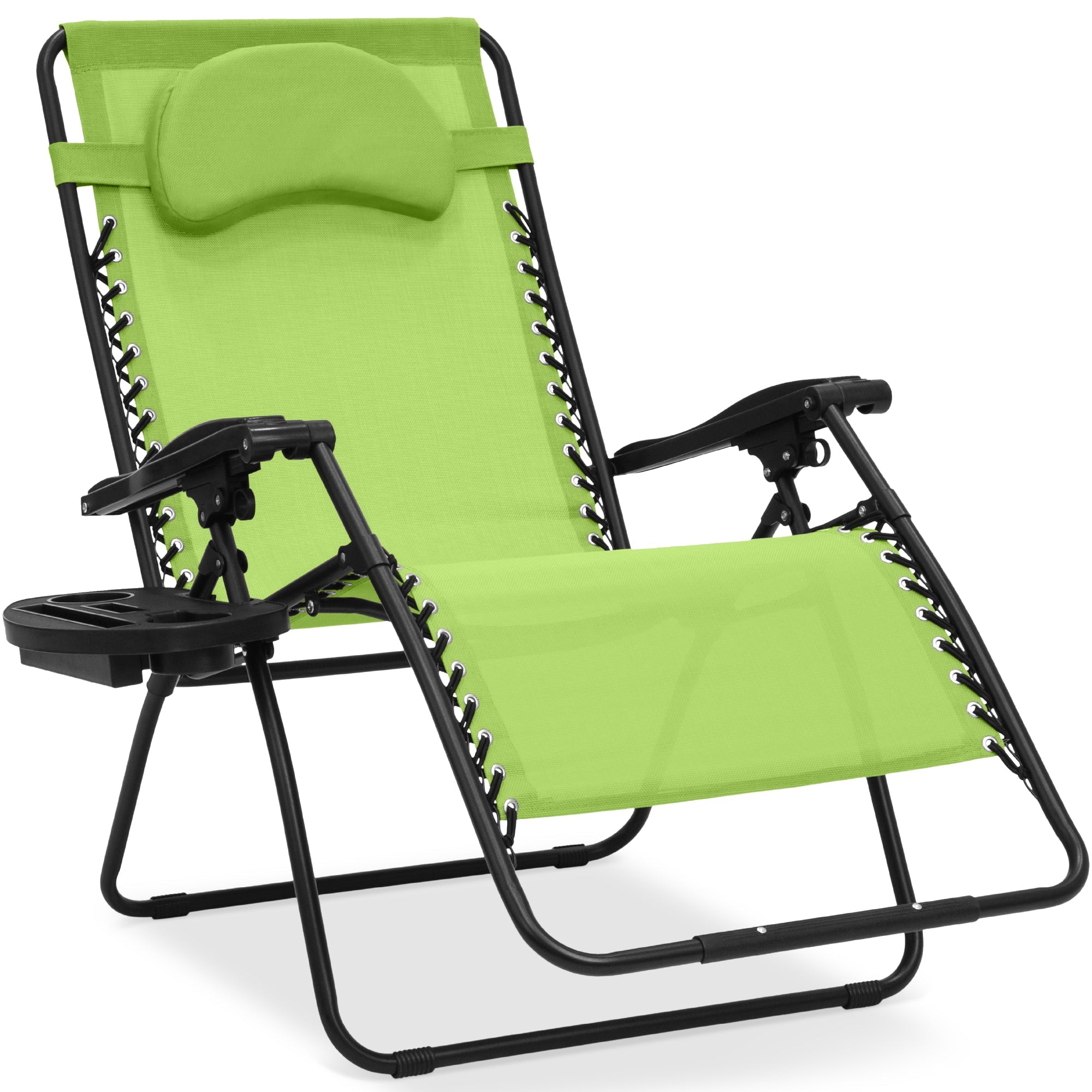 Oversized Zero-Gravity Recliner Lounger with Cup Holder and Plush Pillow