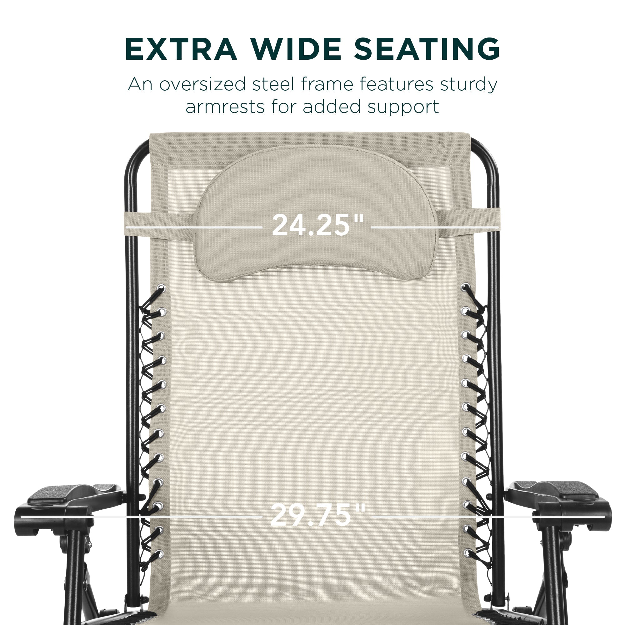 Oversized Zero-Gravity Recliner Lounger with Cup Holder and Plush Pillow