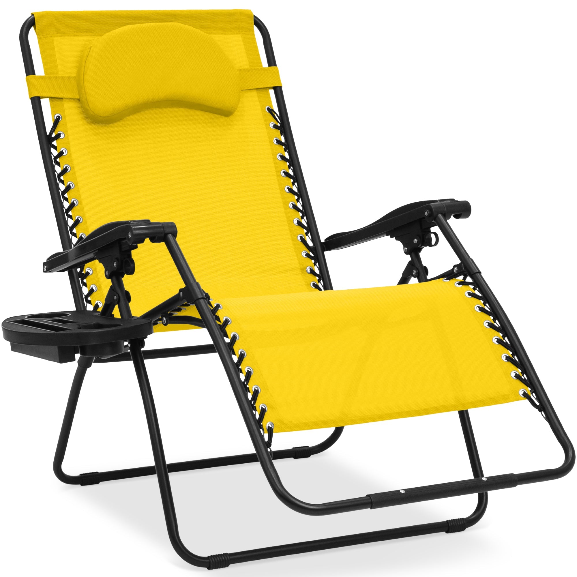 Oversized Zero-Gravity Recliner Lounger with Cup Holder and Plush Pillow