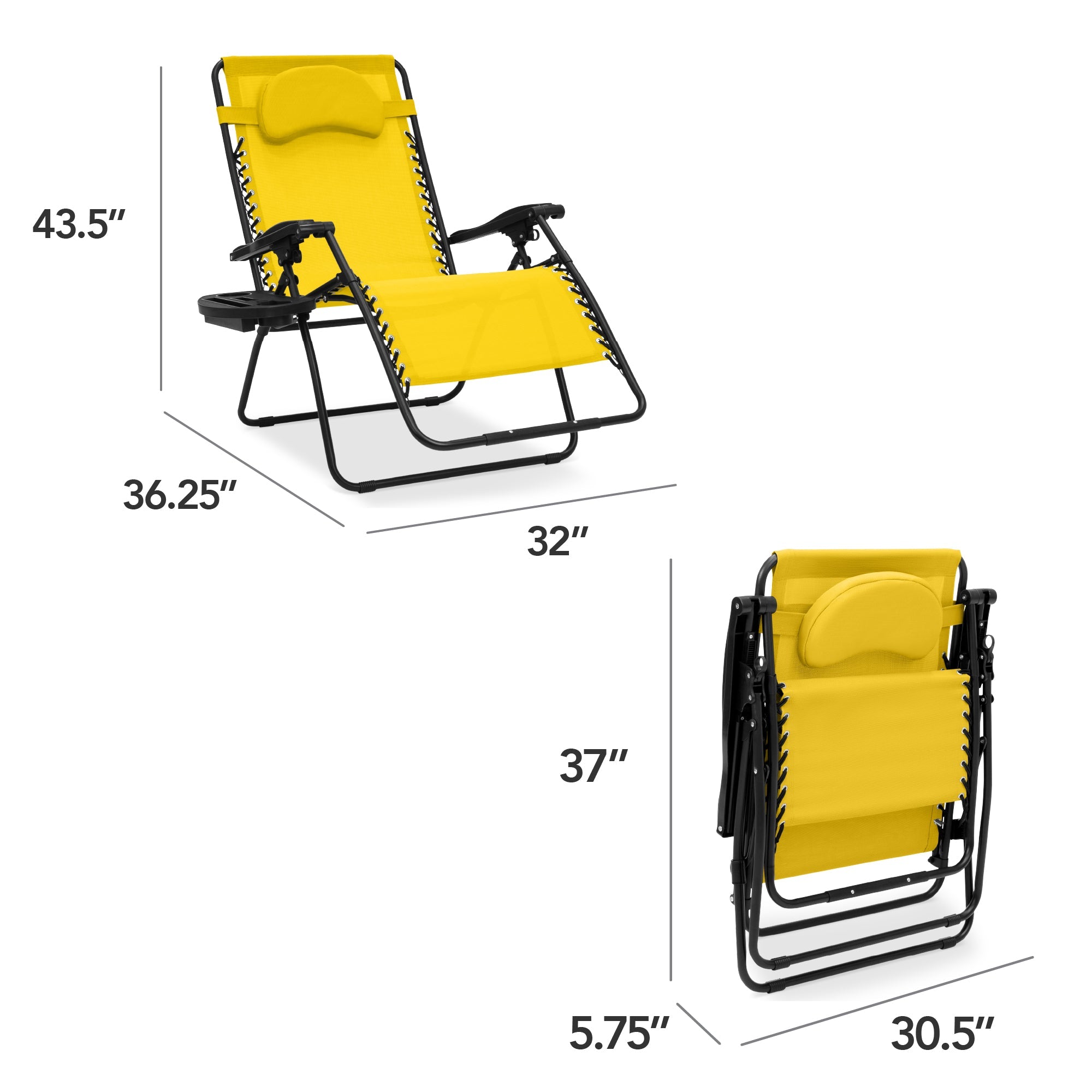 Oversized Zero-Gravity Recliner Lounger with Cup Holder and Plush Pillow