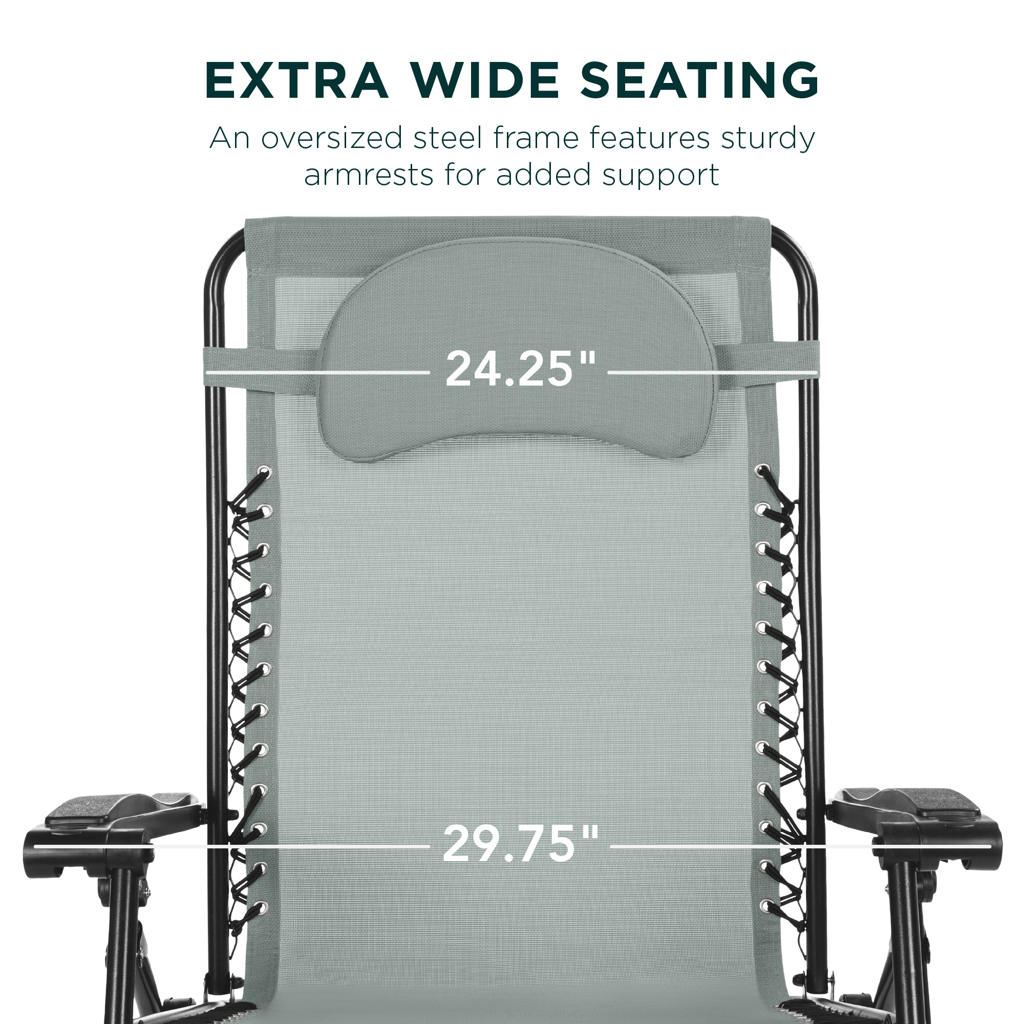 Oversized Zero-Gravity Recliner Lounger with Cup Holder and Plush Pillow