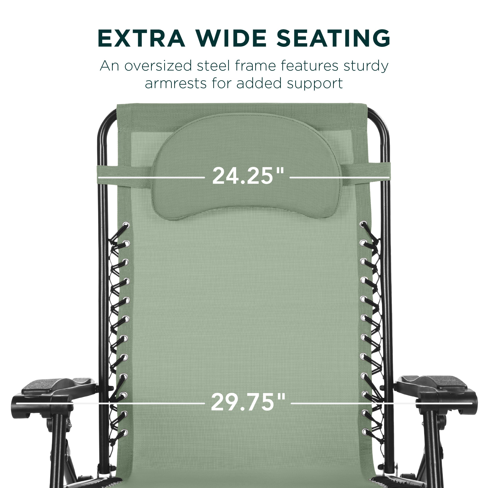 Oversized Zero-Gravity Recliner Lounger with Cup Holder and Plush Pillow