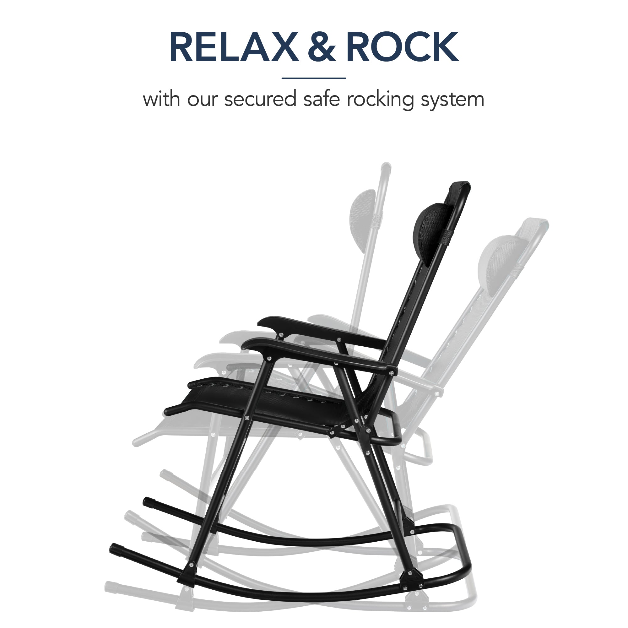 Premium Outdoor Folding Zero-Gravity Rocking Lounge Chair with Headrest Pillow