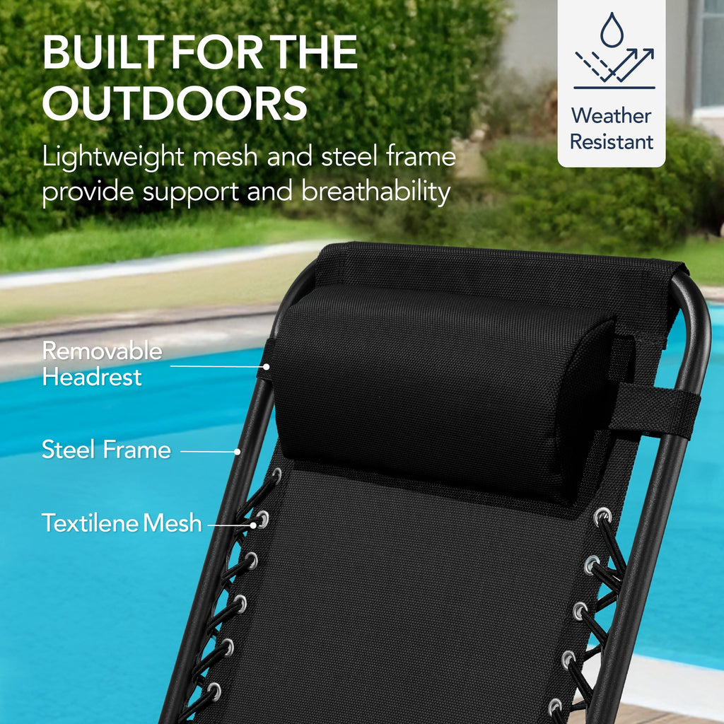 Premium Outdoor Folding Zero-Gravity Rocking Lounge Chair with Headrest Pillow