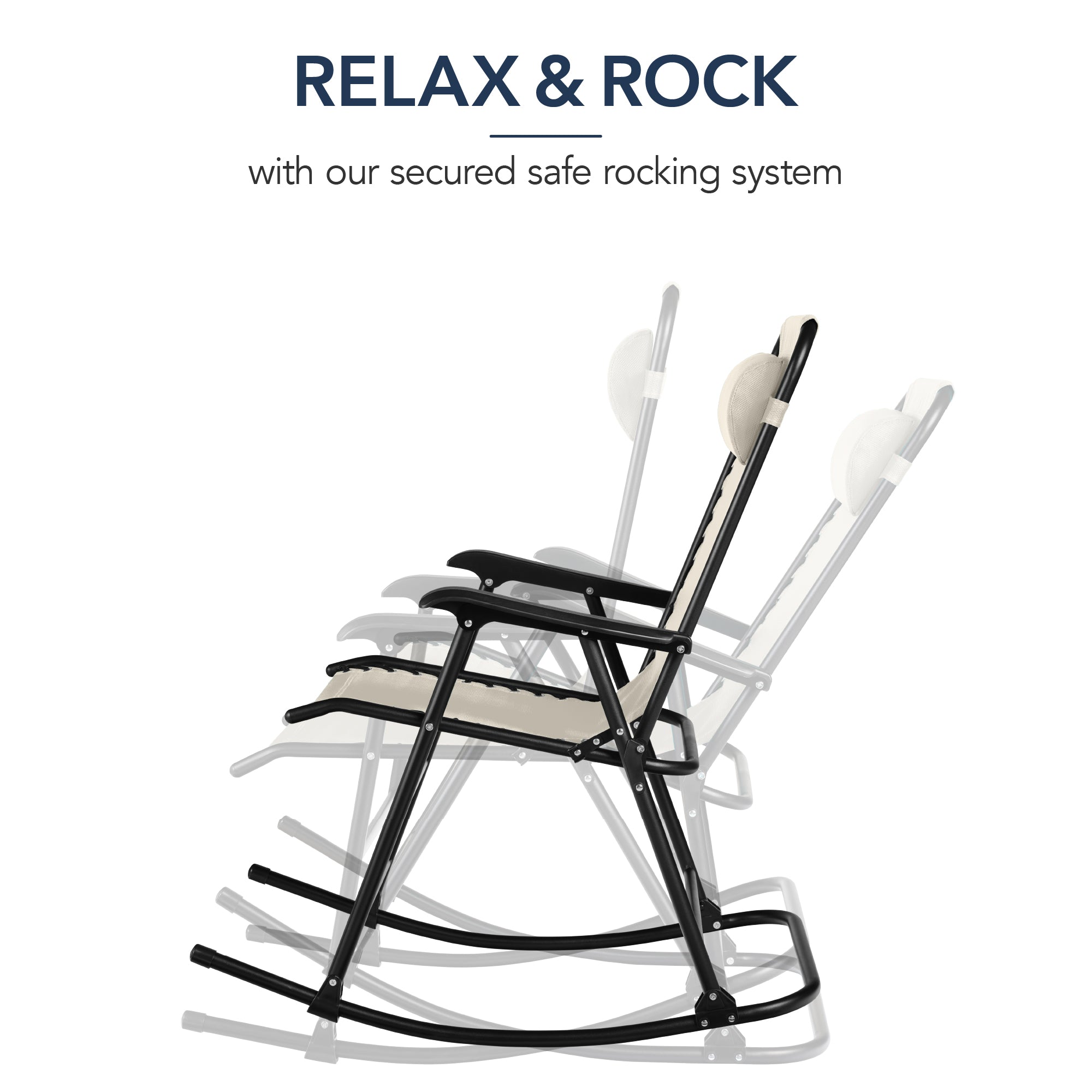 Premium Outdoor Folding Zero-Gravity Rocking Lounge Chair with Headrest Pillow