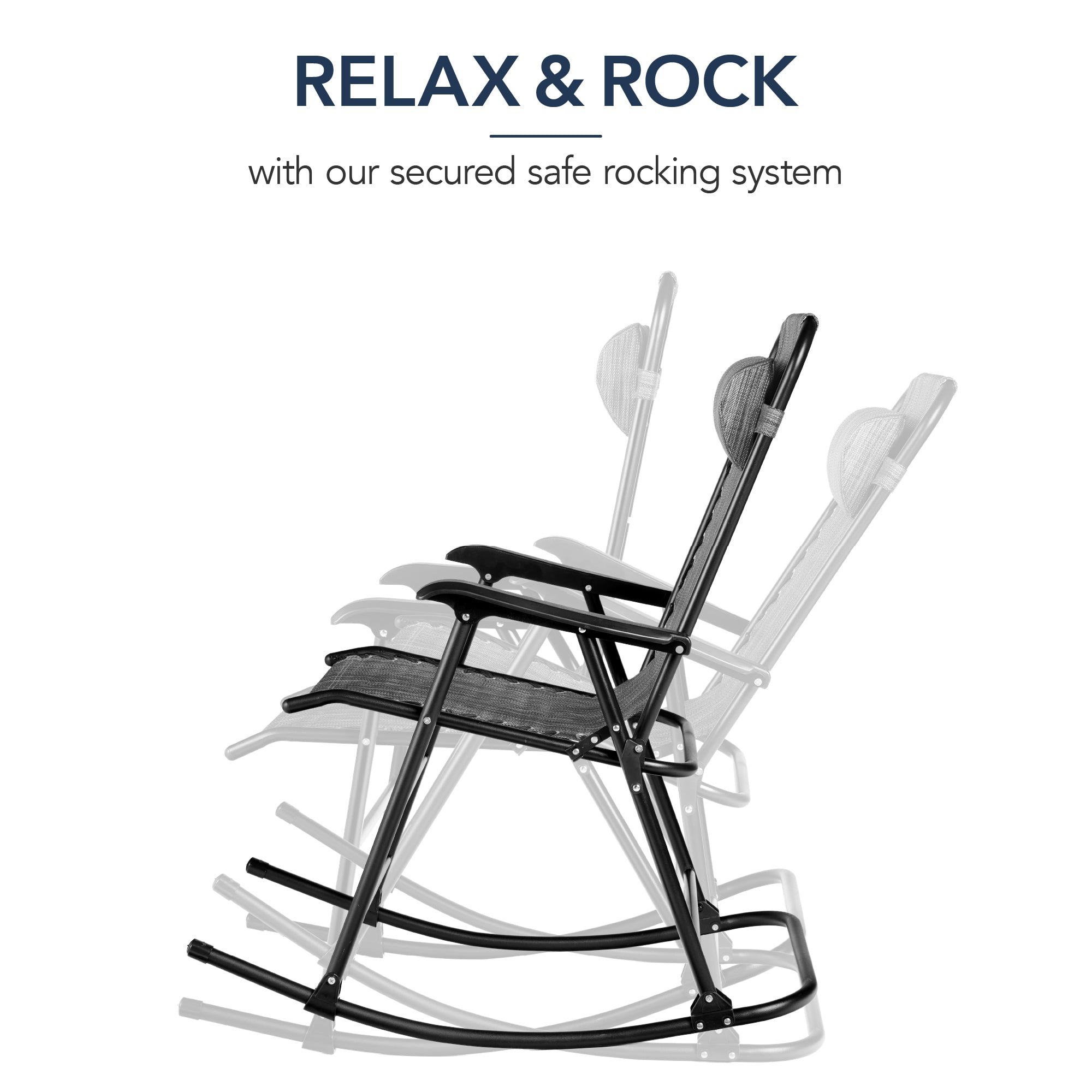 Premium Outdoor Folding Zero-Gravity Rocking Lounge Chair with Headrest Pillow