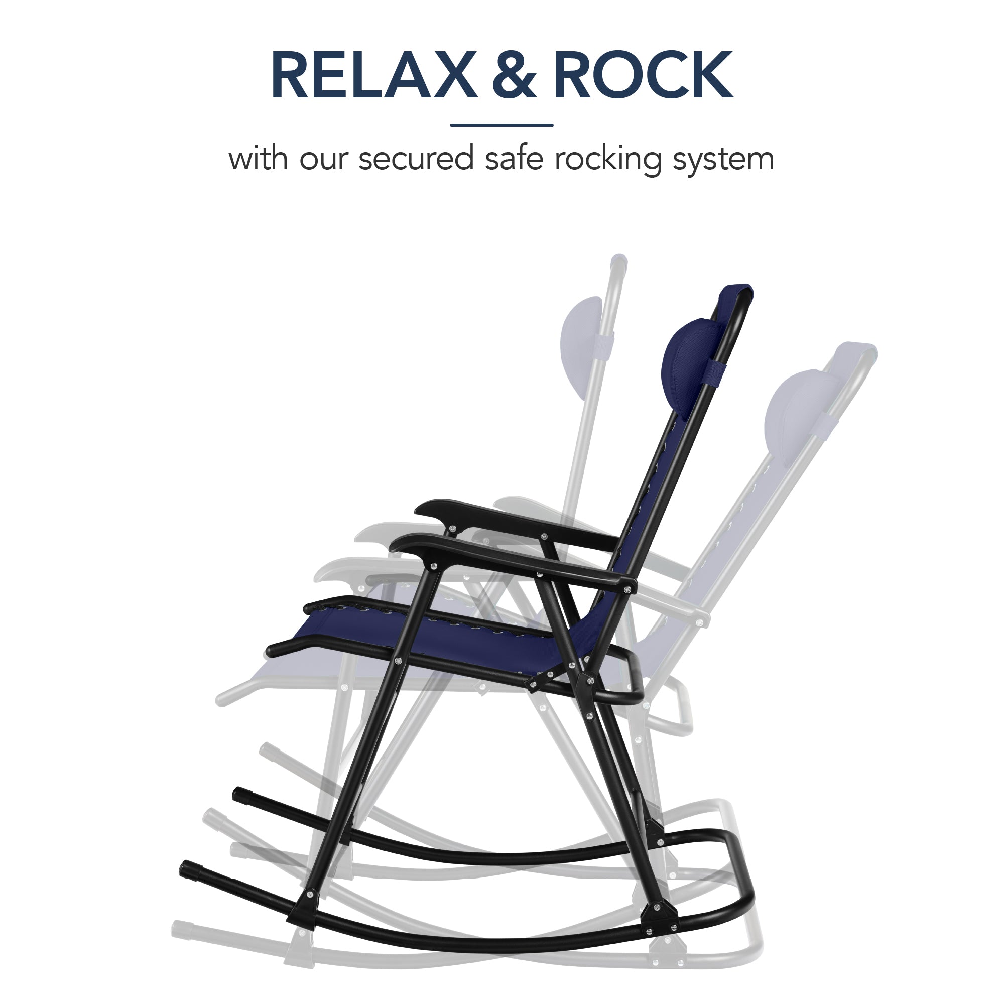 Premium Outdoor Folding Zero-Gravity Rocking Lounge Chair with Headrest Pillow