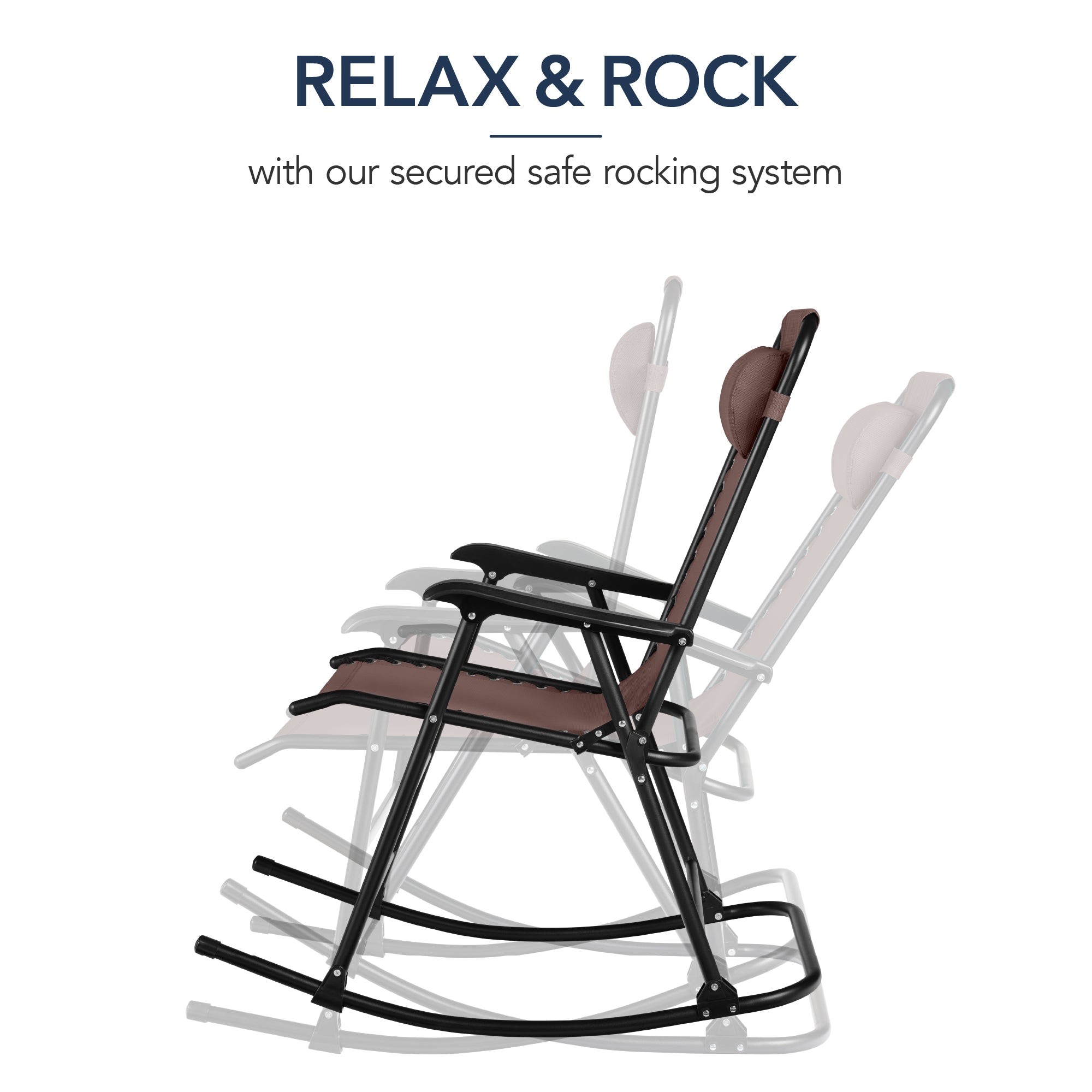 Premium Outdoor Folding Zero-Gravity Rocking Lounge Chair with Headrest Pillow