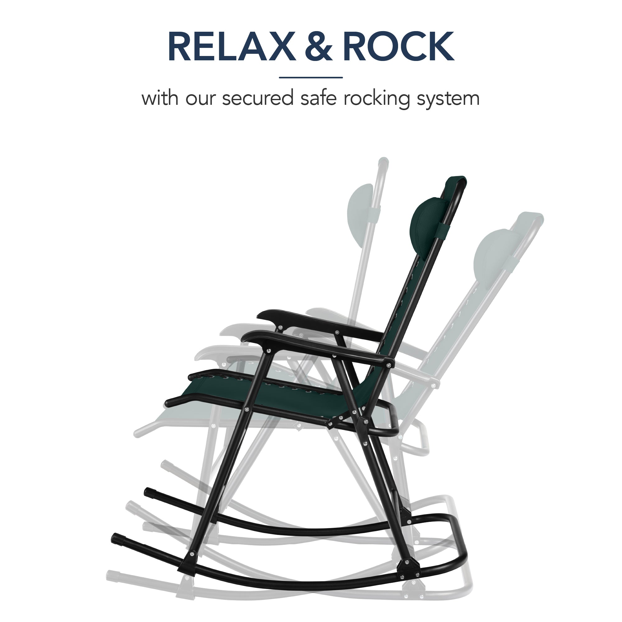 Premium Outdoor Folding Zero-Gravity Rocking Lounge Chair with Headrest Pillow