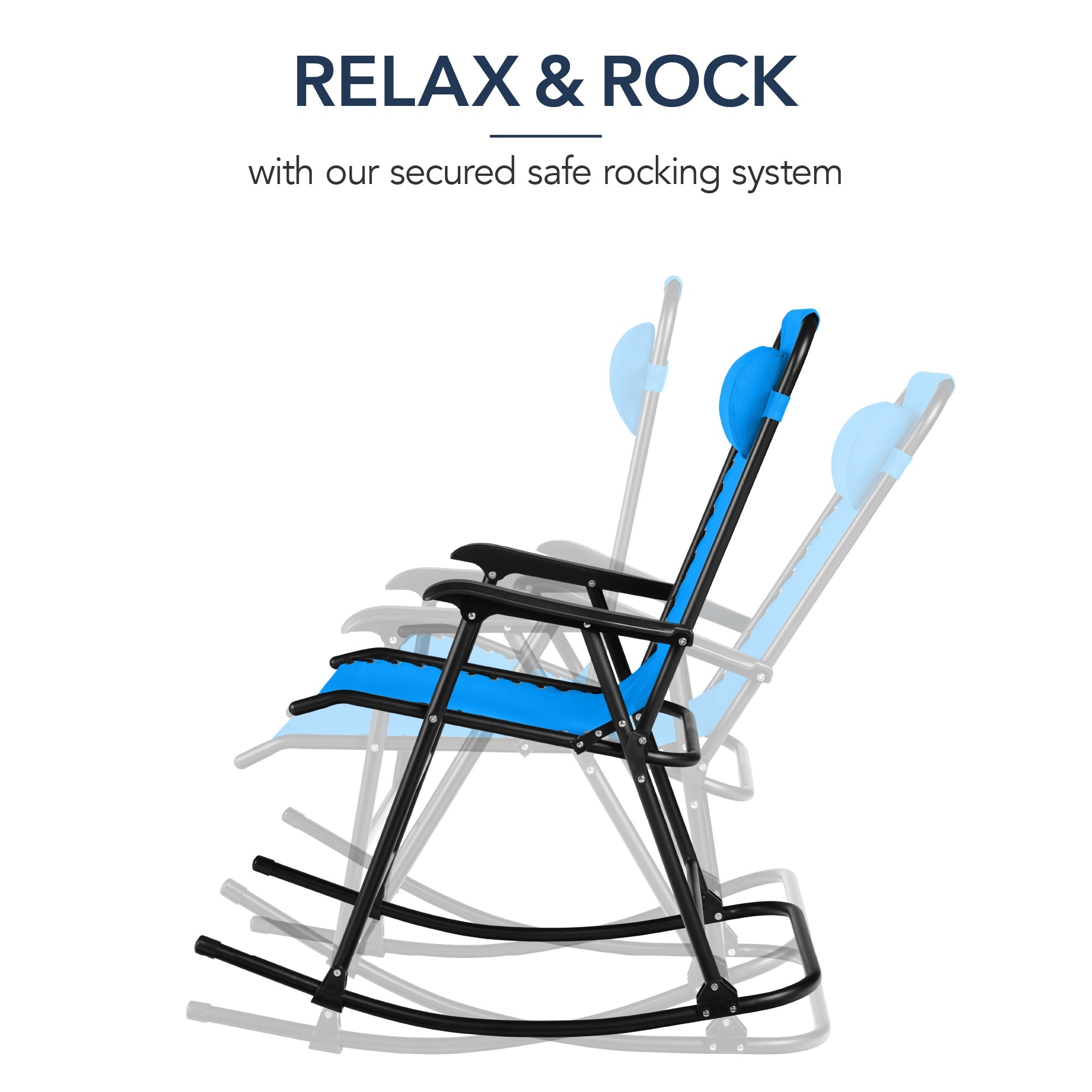 Premium Outdoor Folding Zero-Gravity Rocking Lounge Chair with Headrest Pillow