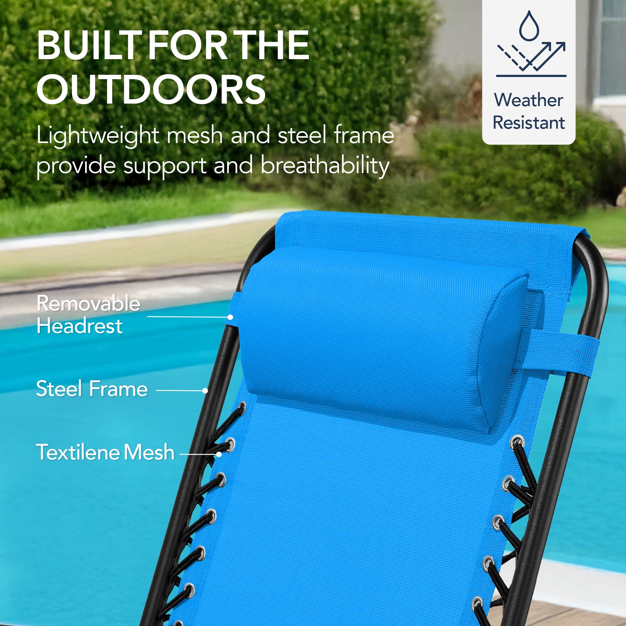 Premium Outdoor Folding Zero-Gravity Rocking Lounge Chair with Headrest Pillow