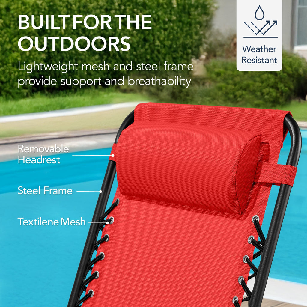 Premium Outdoor Folding Zero-Gravity Rocking Lounge Chair with Headrest Pillow
