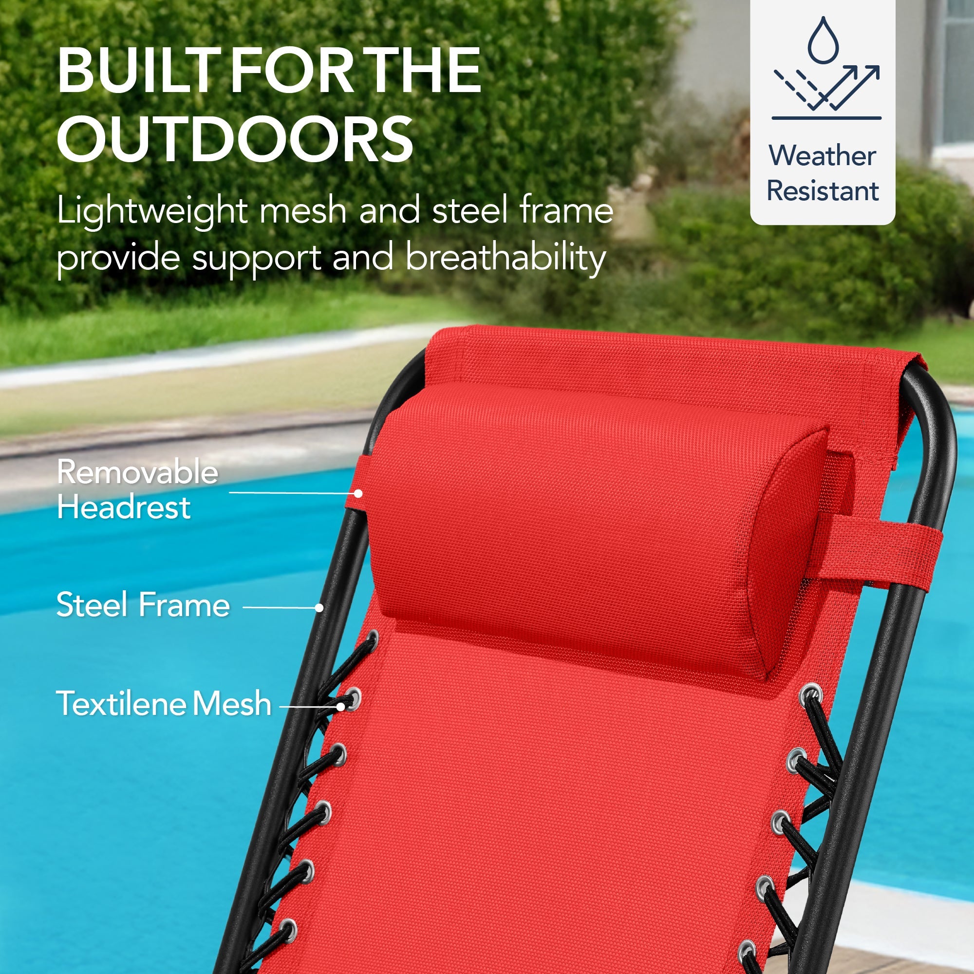 Premium Outdoor Folding Zero-Gravity Rocking Lounge Chair with Headrest Pillow