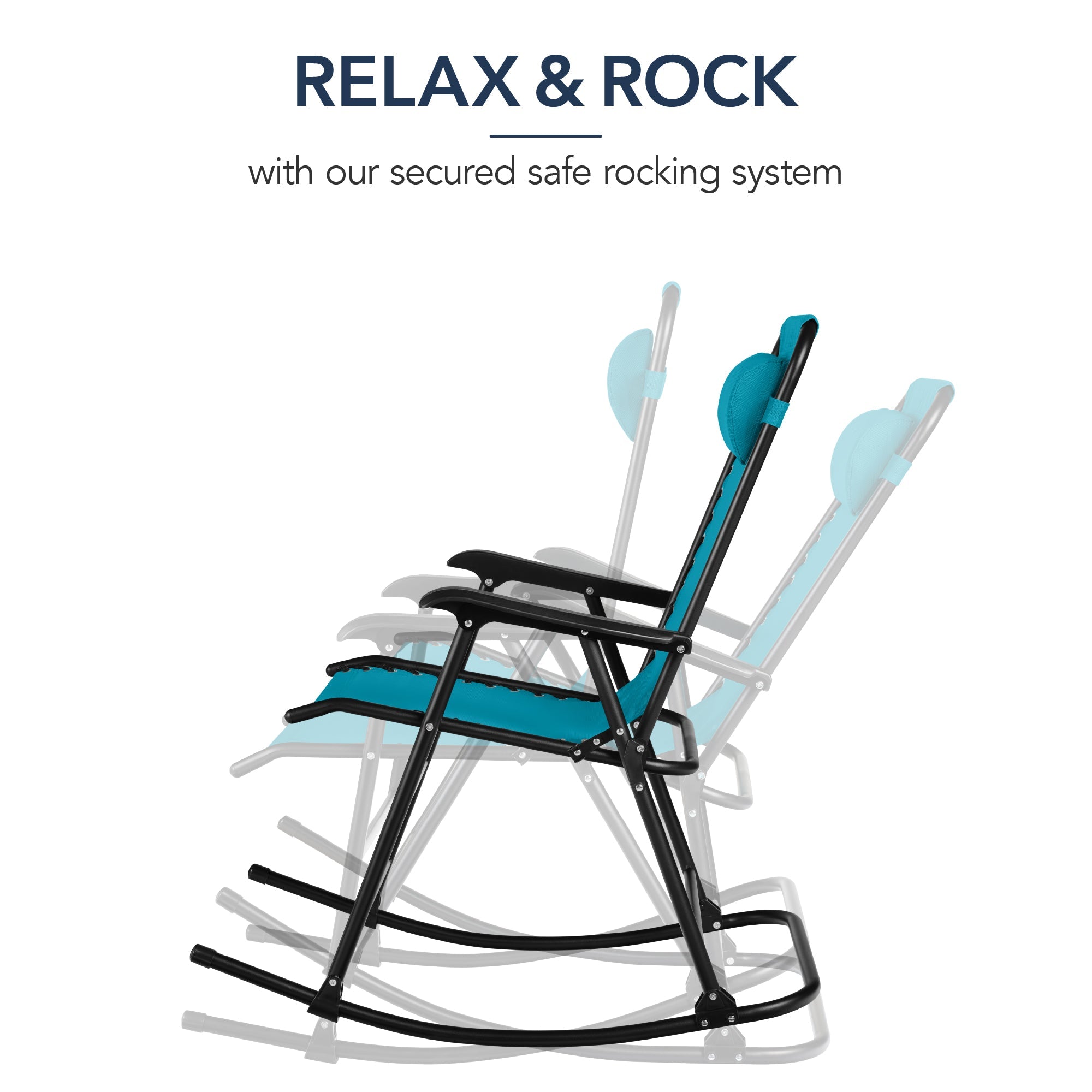 Premium Outdoor Folding Zero-Gravity Rocking Lounge Chair with Headrest Pillow