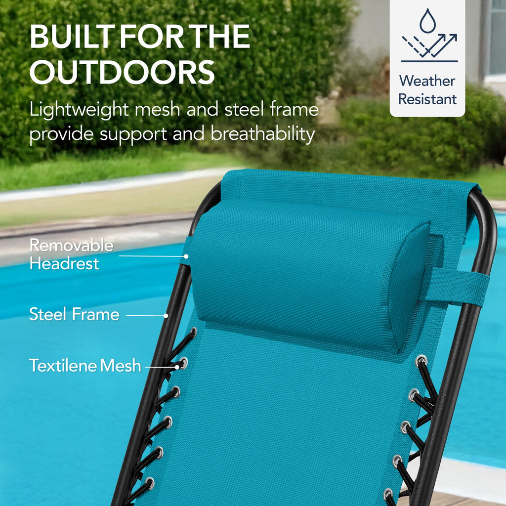 Premium Outdoor Folding Zero-Gravity Rocking Lounge Chair with Headrest Pillow