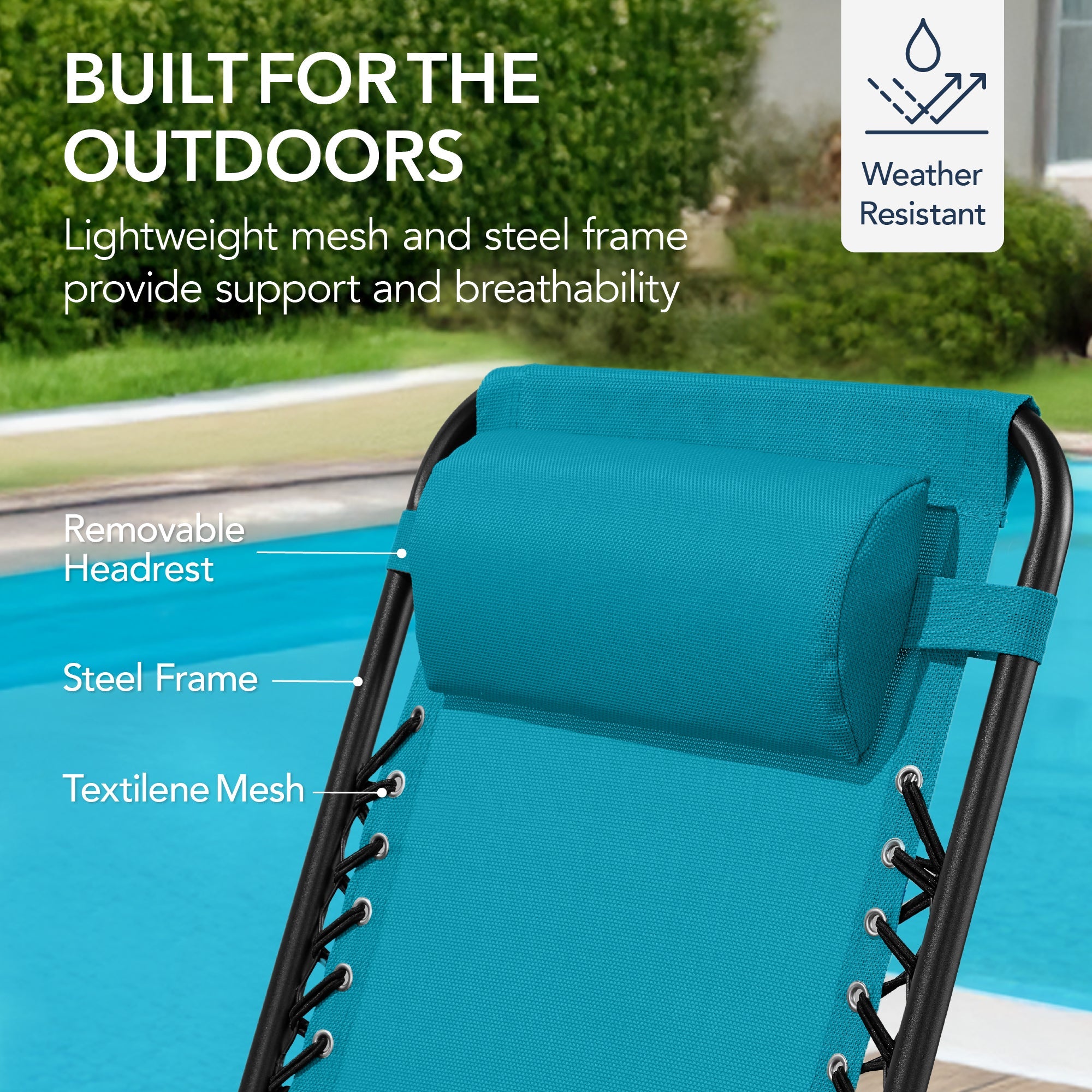 Premium Outdoor Folding Zero-Gravity Rocking Lounge Chair with Headrest Pillow