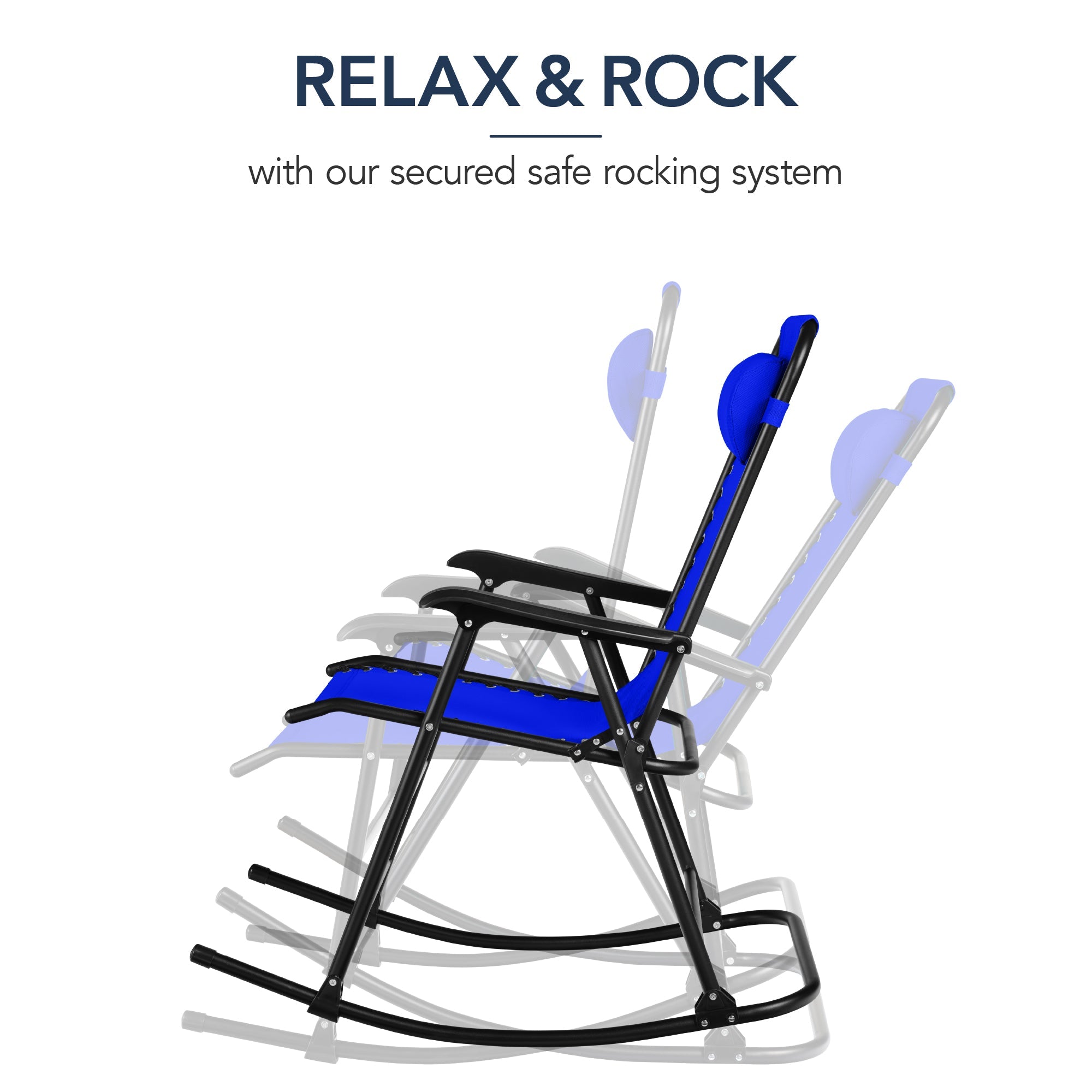Premium Outdoor Folding Zero-Gravity Rocking Lounge Chair with Headrest Pillow