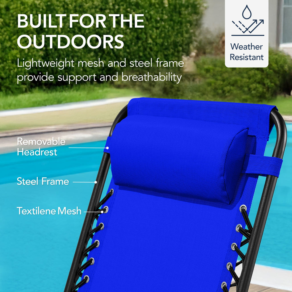 Premium Outdoor Folding Zero-Gravity Rocking Lounge Chair with Headrest Pillow