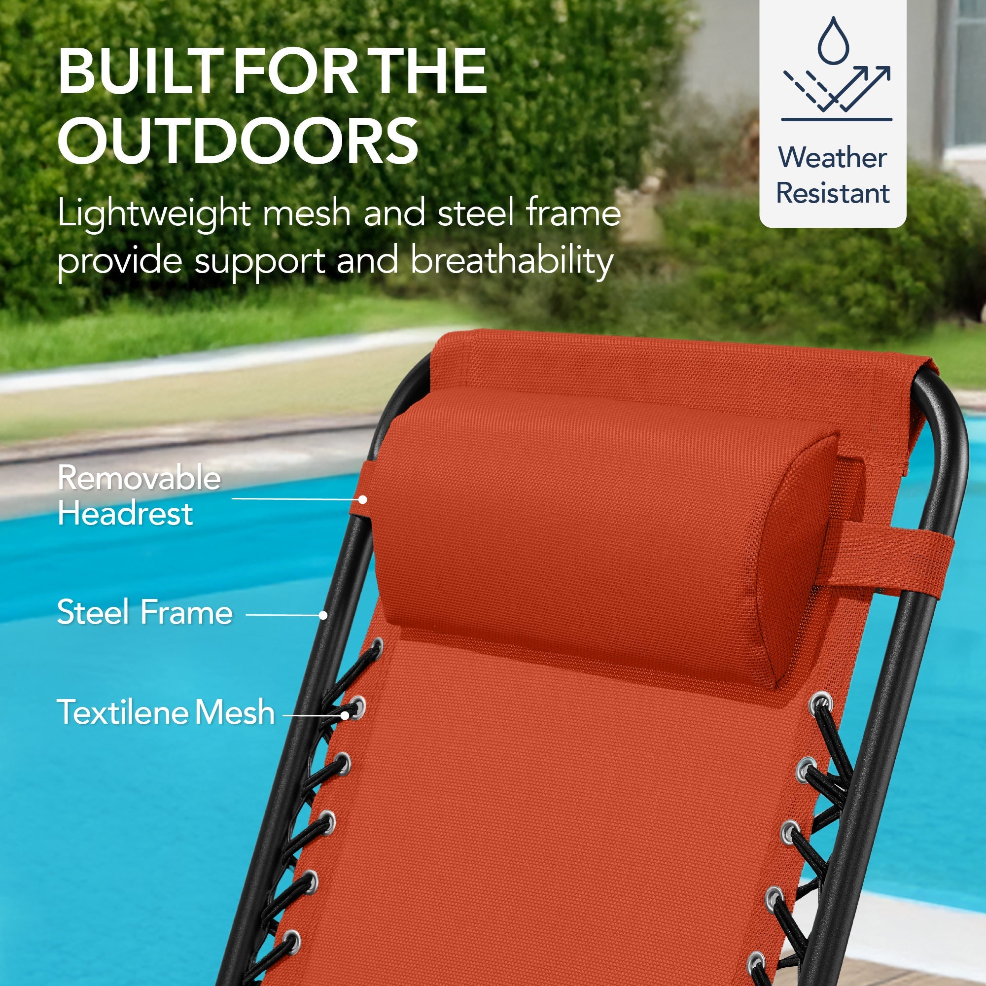 Premium Outdoor Folding Zero-Gravity Rocking Lounge Chair with Headrest Pillow