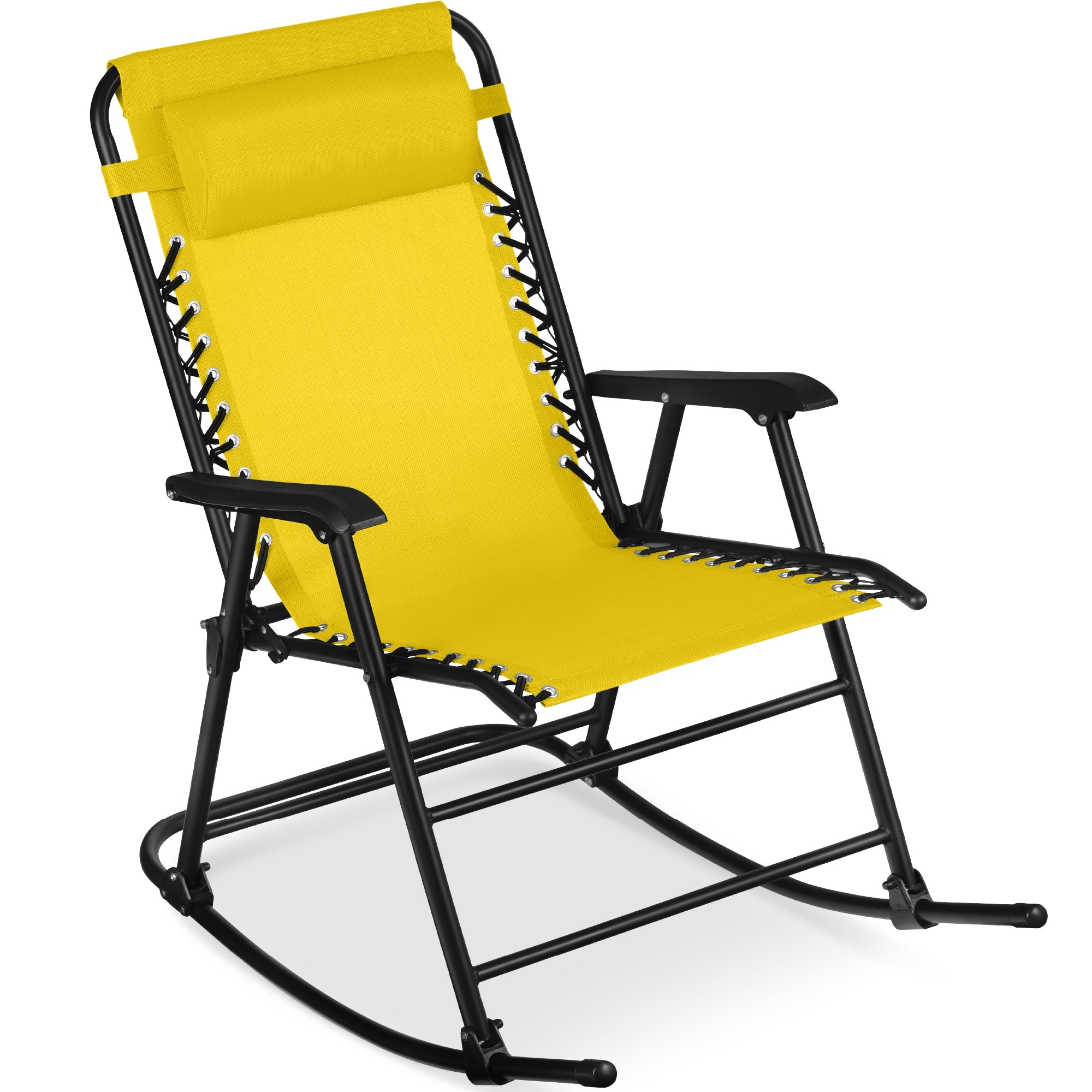 Premium Outdoor Folding Zero-Gravity Rocking Lounge Chair with Headrest Pillow