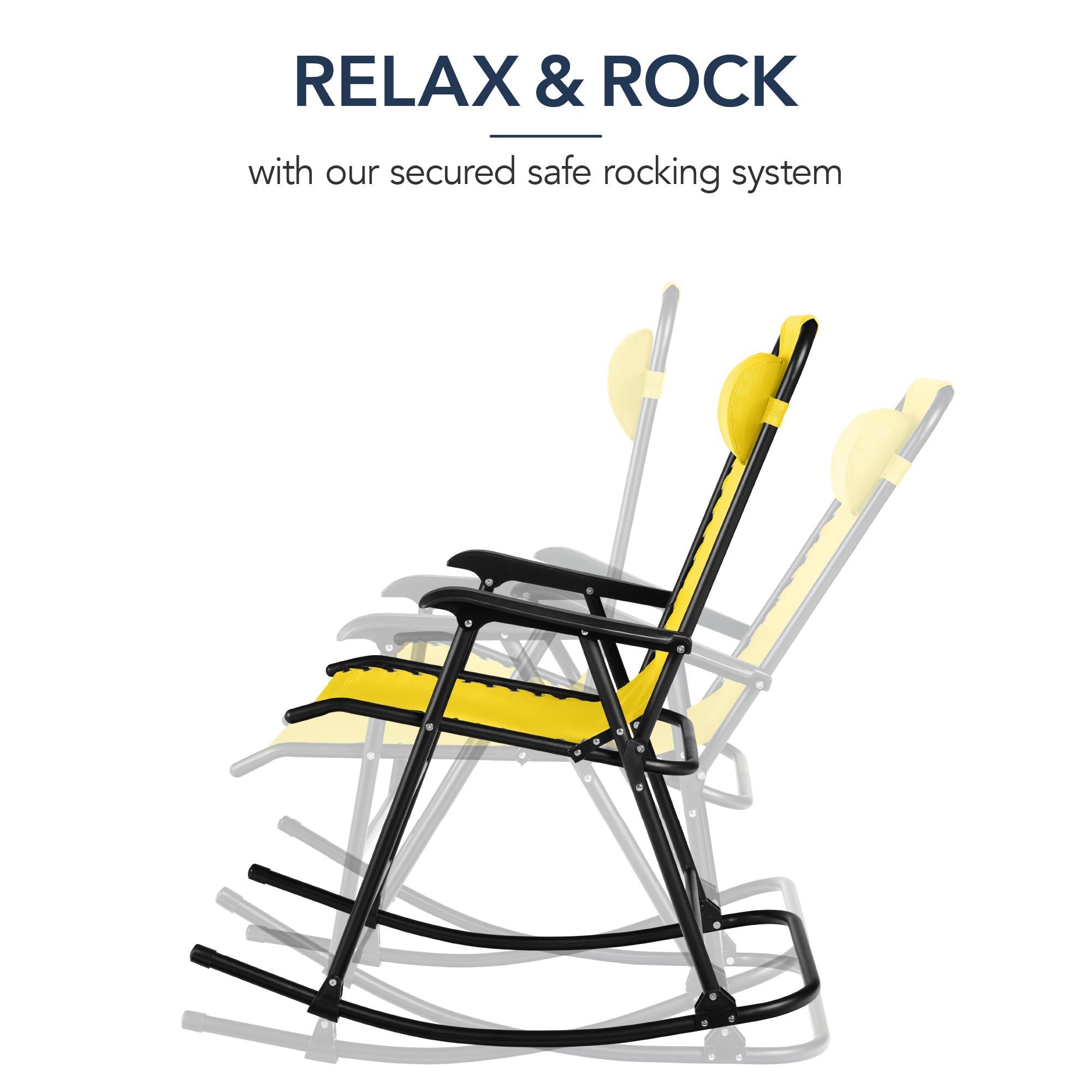 Premium Outdoor Folding Zero-Gravity Rocking Lounge Chair with Headrest Pillow