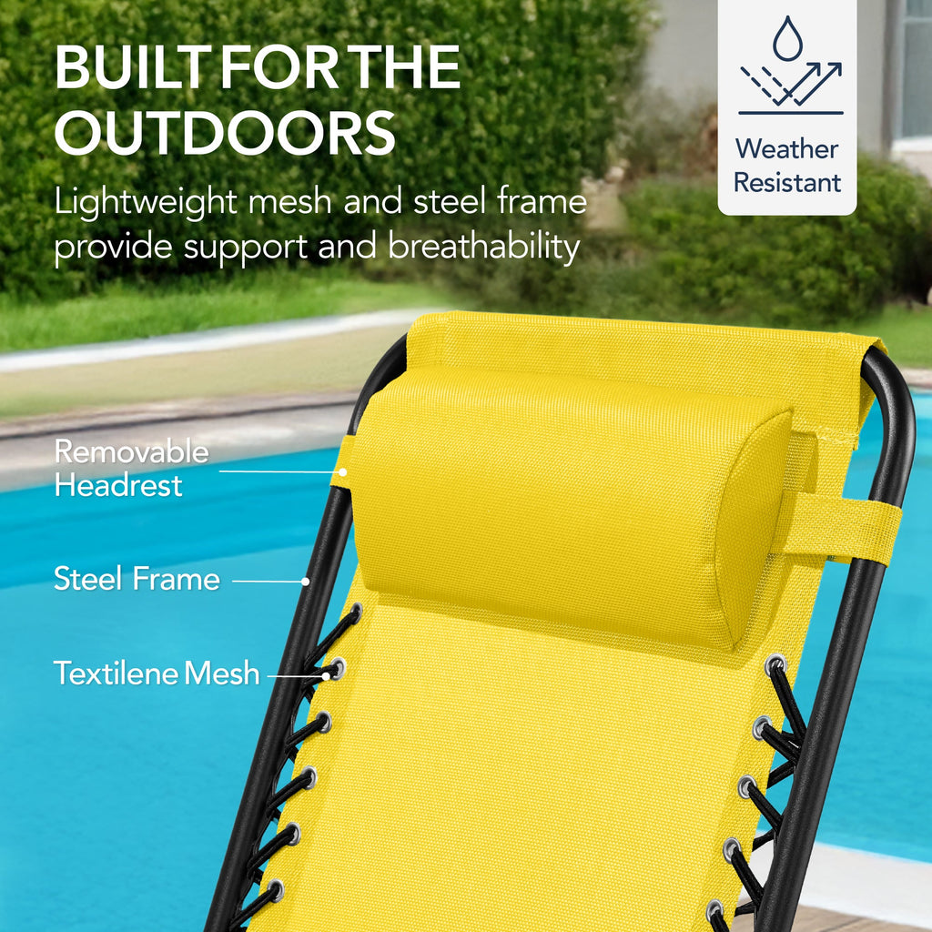 Premium Outdoor Folding Zero-Gravity Rocking Lounge Chair with Headrest Pillow