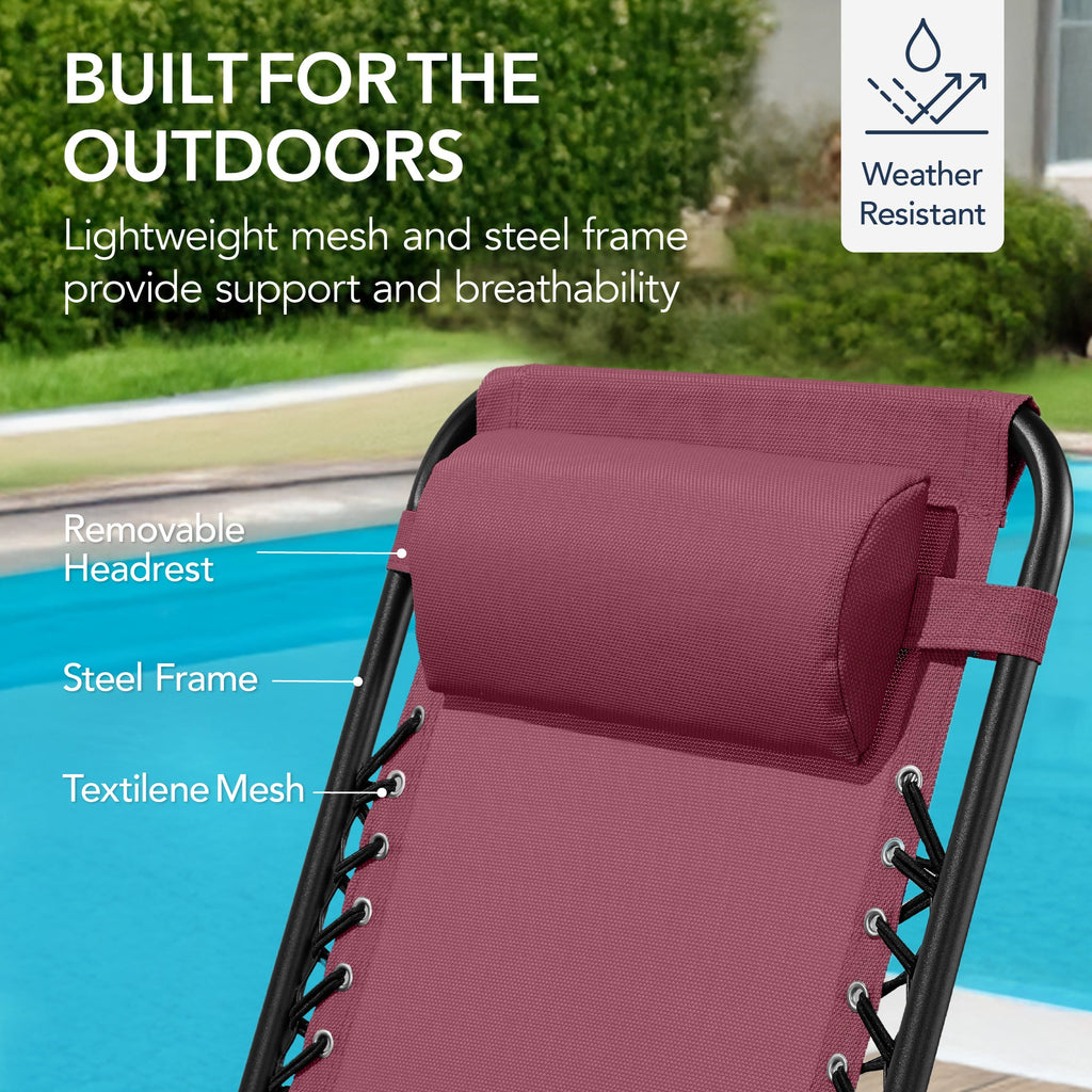 Premium Outdoor Folding Zero-Gravity Rocking Lounge Chair with Headrest Pillow