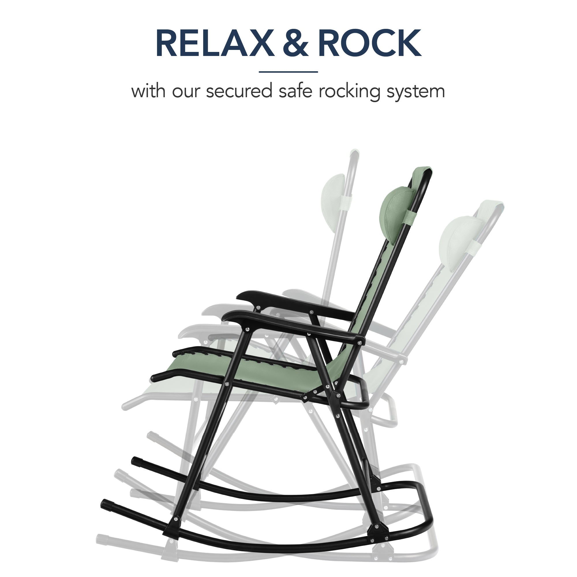 Premium Outdoor Folding Zero-Gravity Rocking Lounge Chair with Headrest Pillow