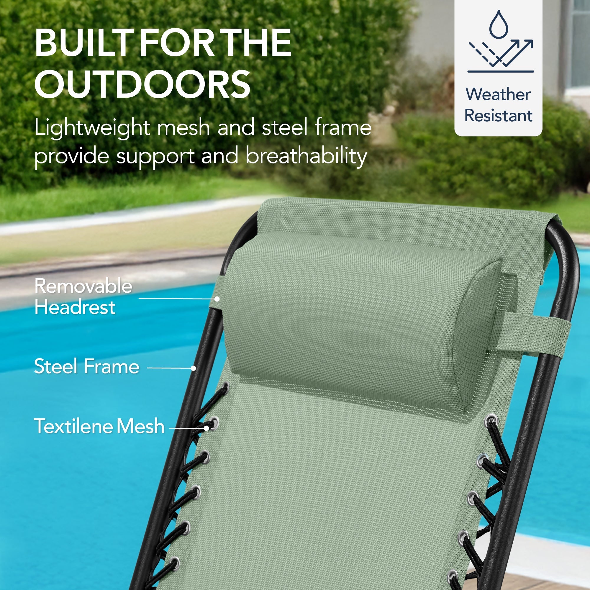 Premium Outdoor Folding Zero-Gravity Rocking Lounge Chair with Headrest Pillow