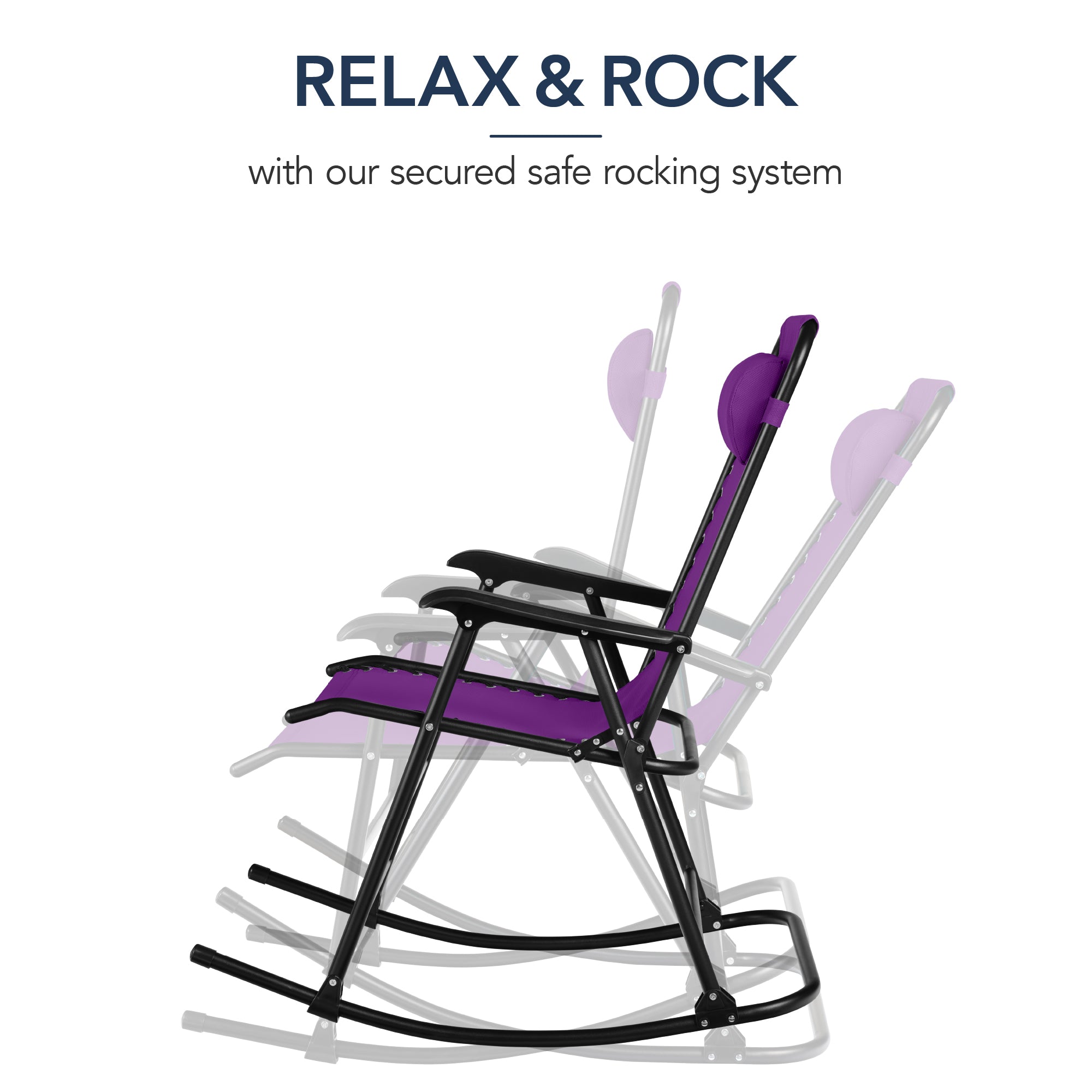 Premium Outdoor Folding Zero-Gravity Rocking Lounge Chair with Headrest Pillow
