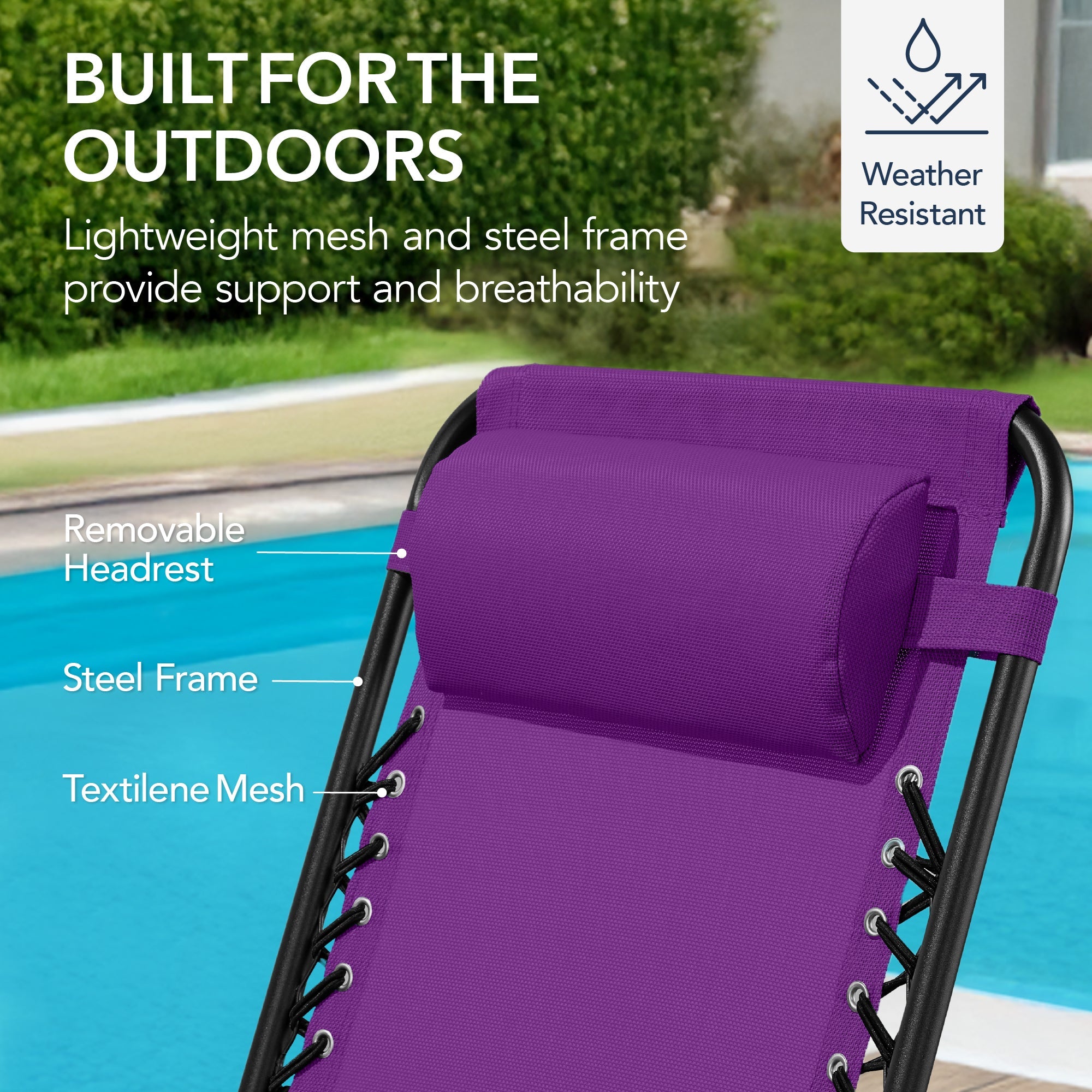 Premium Outdoor Folding Zero-Gravity Rocking Lounge Chair with Headrest Pillow