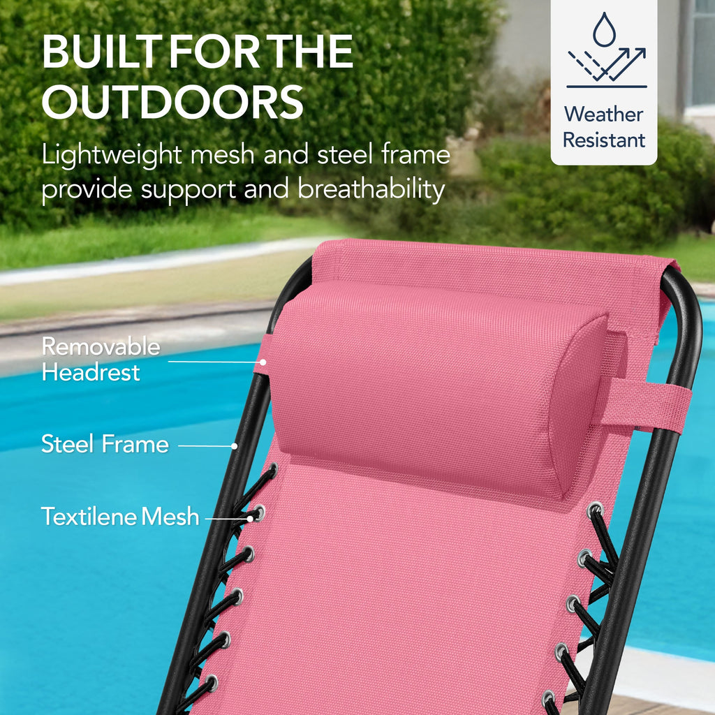 Premium Outdoor Folding Zero-Gravity Rocking Lounge Chair with Headrest Pillow