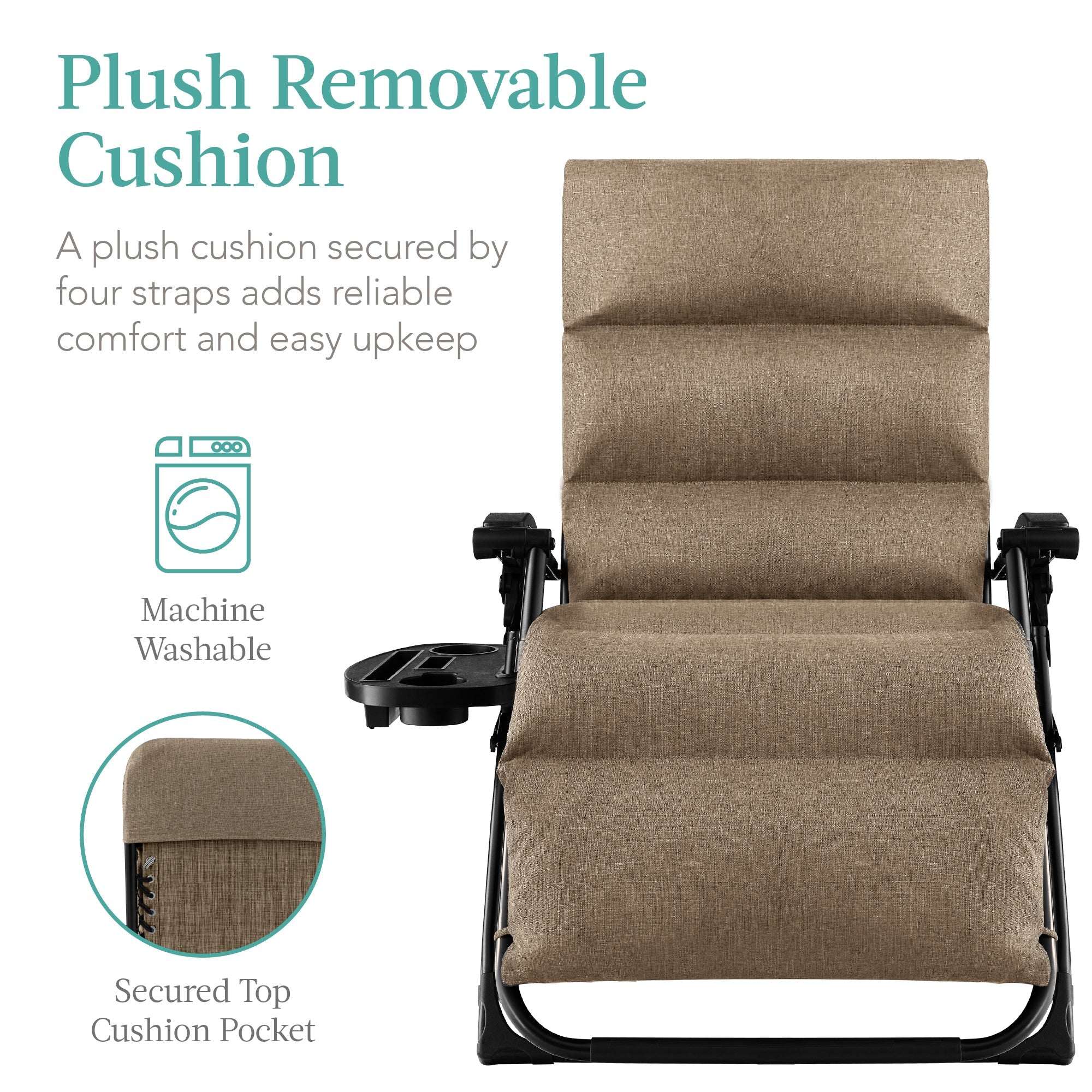 Cushioned Oversized Zero Gravity Recliner with Side Tray