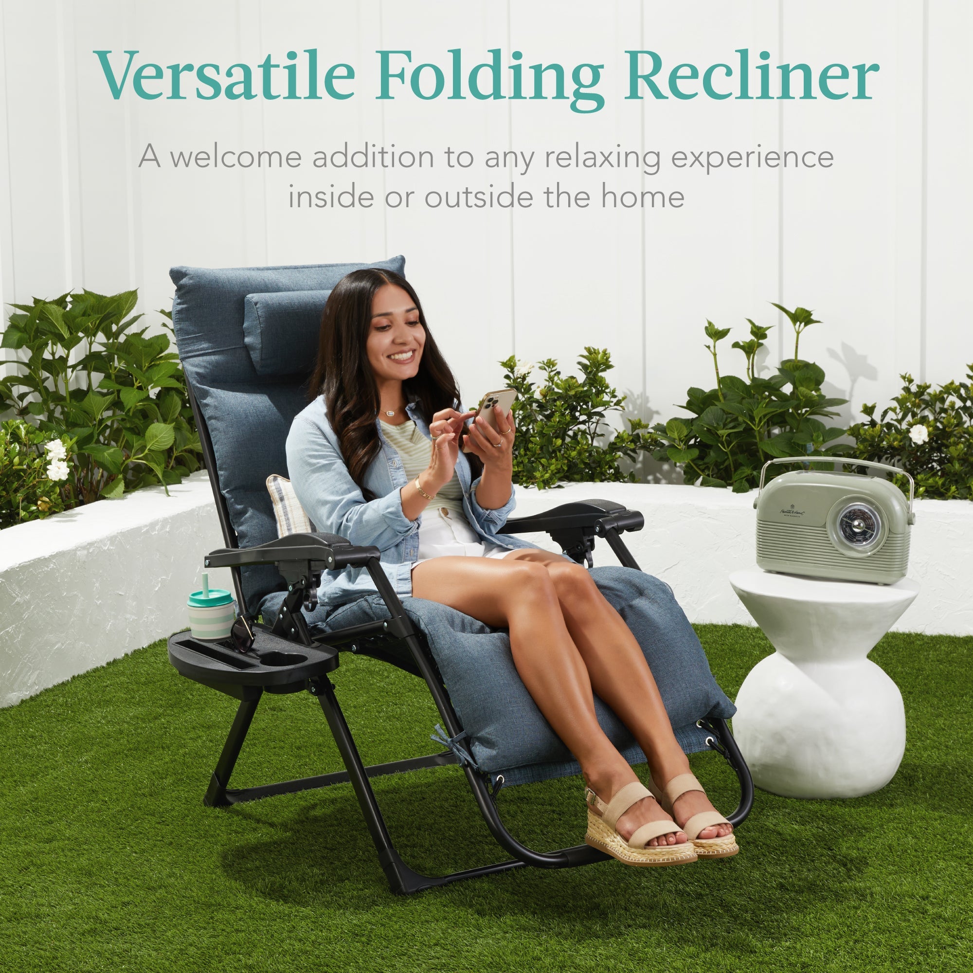 Cushioned Oversized Zero Gravity Recliner with Side Tray