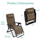 Cushioned Oversized Zero Gravity Recliner with Side Tray