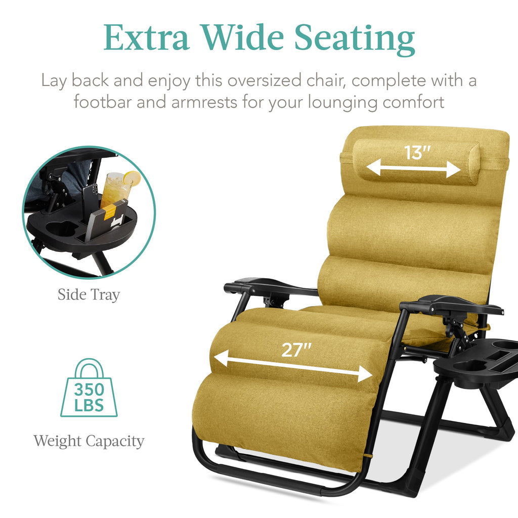 Cushioned Oversized Zero Gravity Recliner with Side Tray